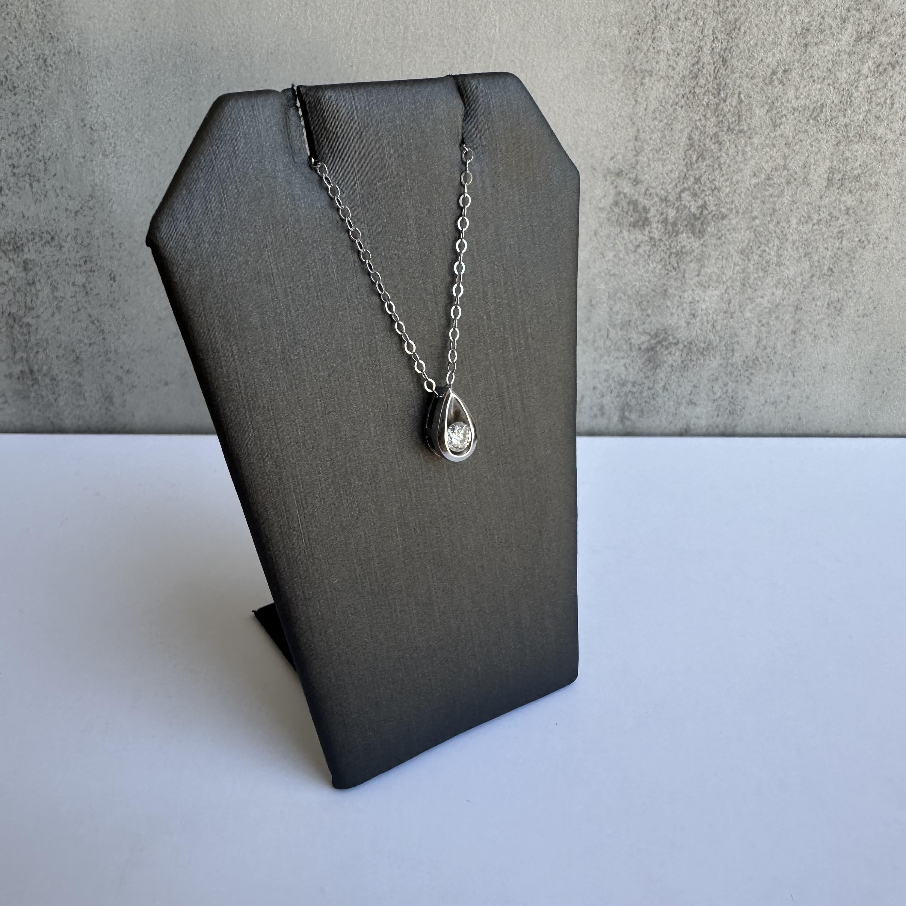 Natural Diamond Solitaire Necklace 14K White Gold 0.25ctw 18in New