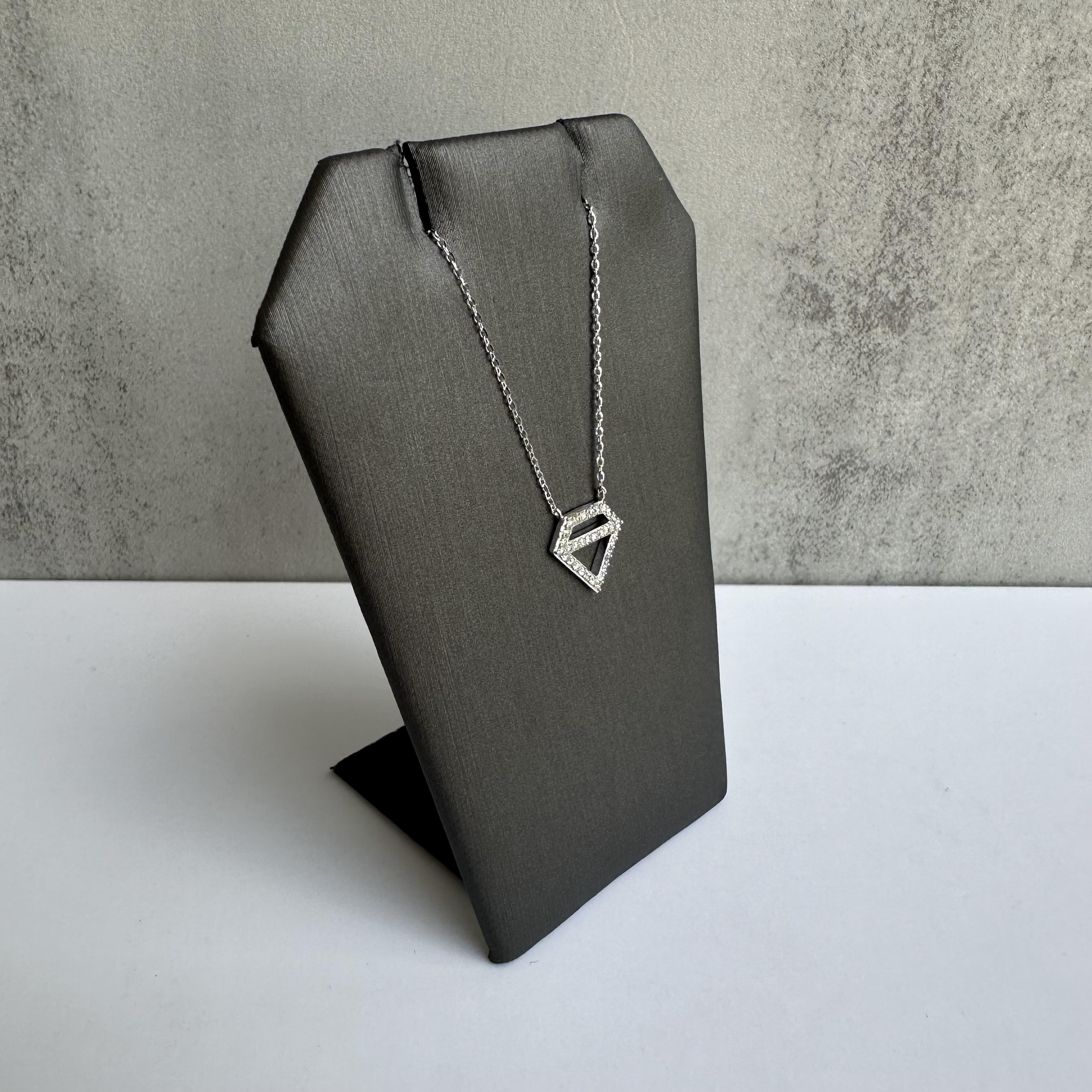 Diamond Shaped Diamond Necklace 14K White Gold 0.15ctw Adjustable