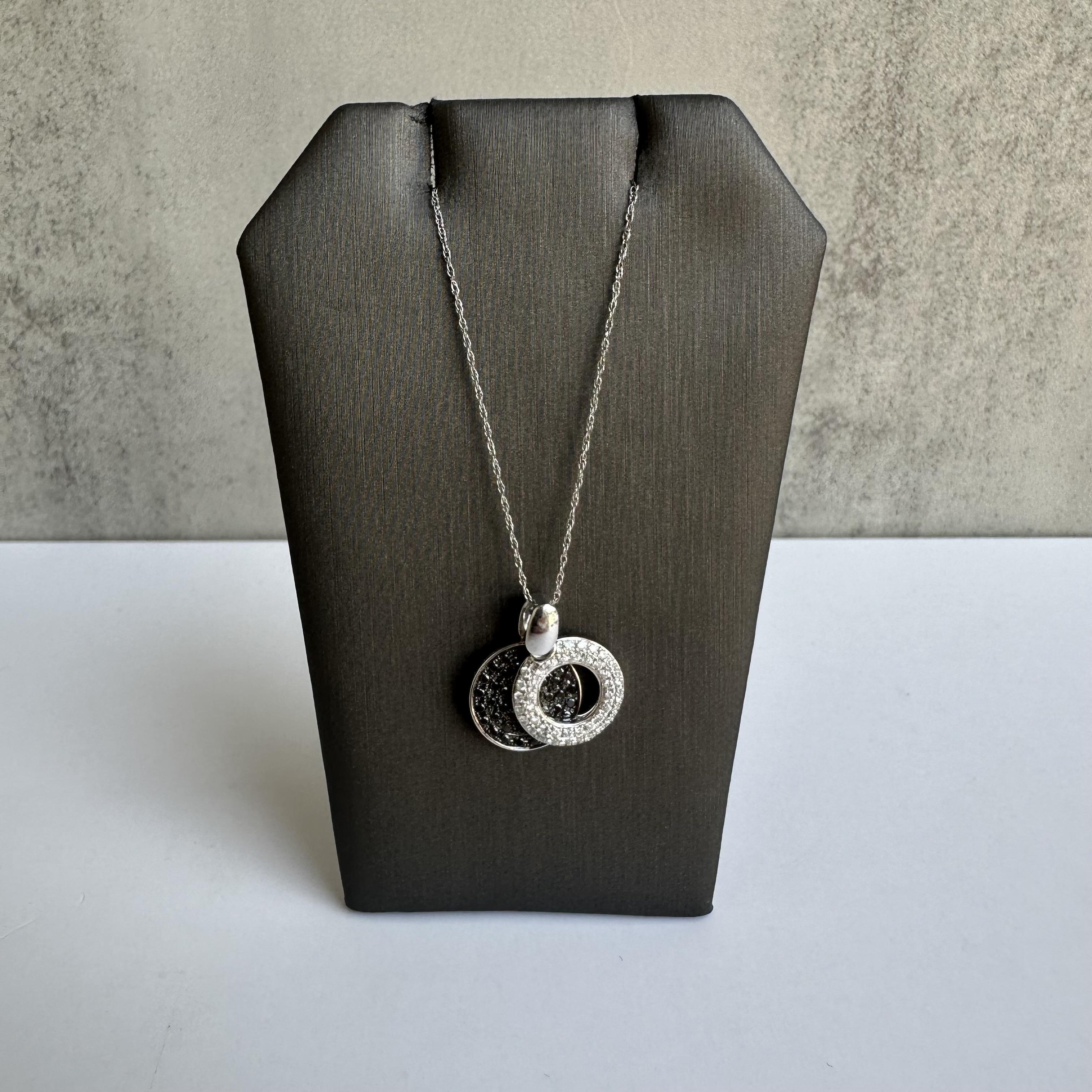 14K White Gold Black White Diamond Necklace 0.75ctw GH SI 18in