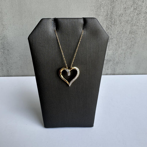 10kt Yellow Gold Diamond Heart Necklace - 0.01ctw HI I1 Diamonds, 18