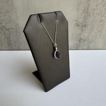 Load image into Gallery viewer, 14kt White Gold Amethyst and Diamond Necklace - 0.17ctw Diamonds, 9x6mm Amethyst
