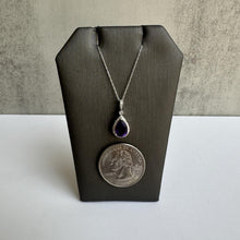 Load image into Gallery viewer, 14kt White Gold Amethyst and Diamond Necklace - 0.17ctw Diamonds, 9x6mm Amethyst
