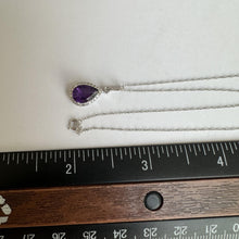 Load image into Gallery viewer, 14kt White Gold Amethyst and Diamond Necklace - 0.17ctw Diamonds, 9x6mm Amethyst
