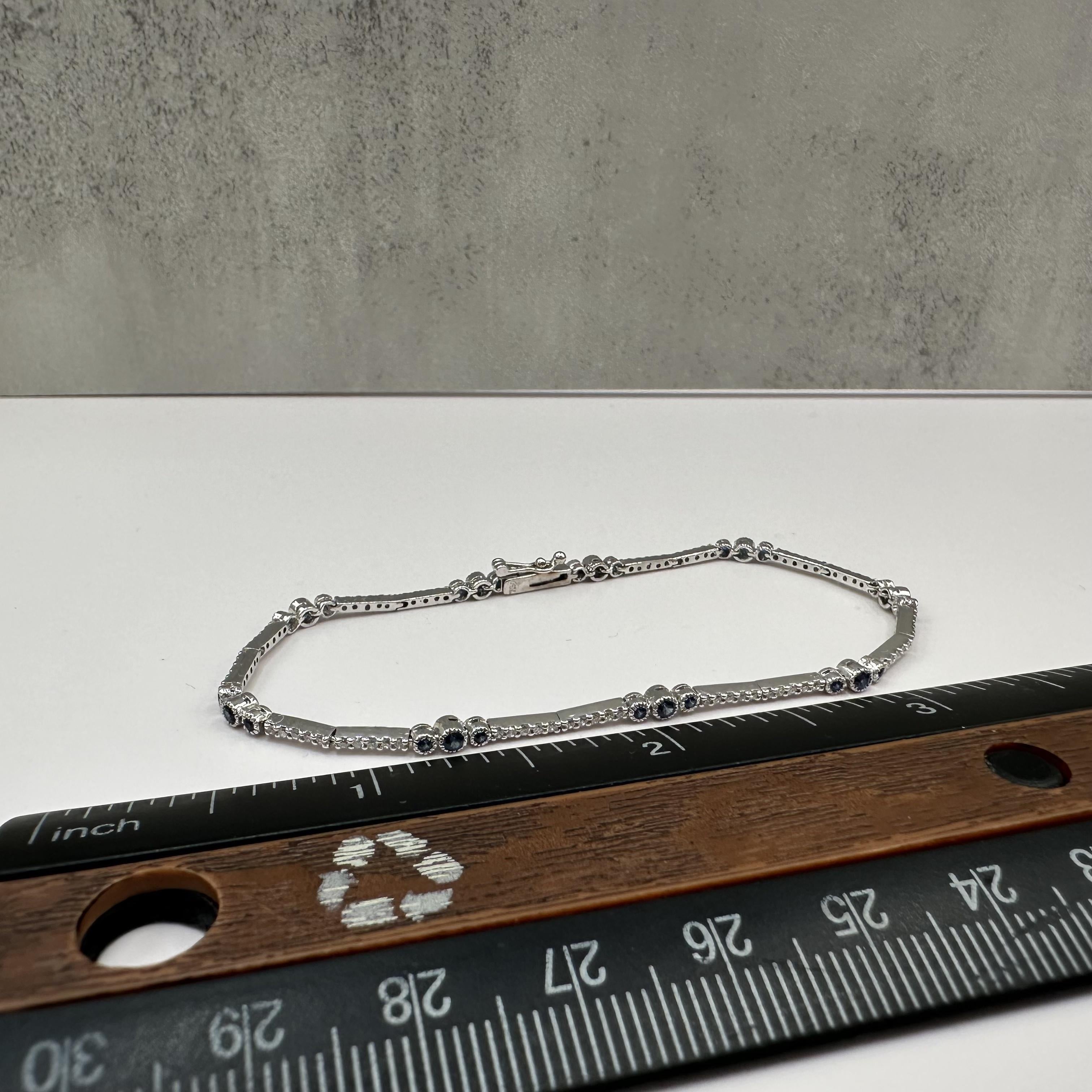 Sapphire and Diamond Bracelet in 18kt White Gold – 0.75ctw Sapphire, 0.70ctw Dia