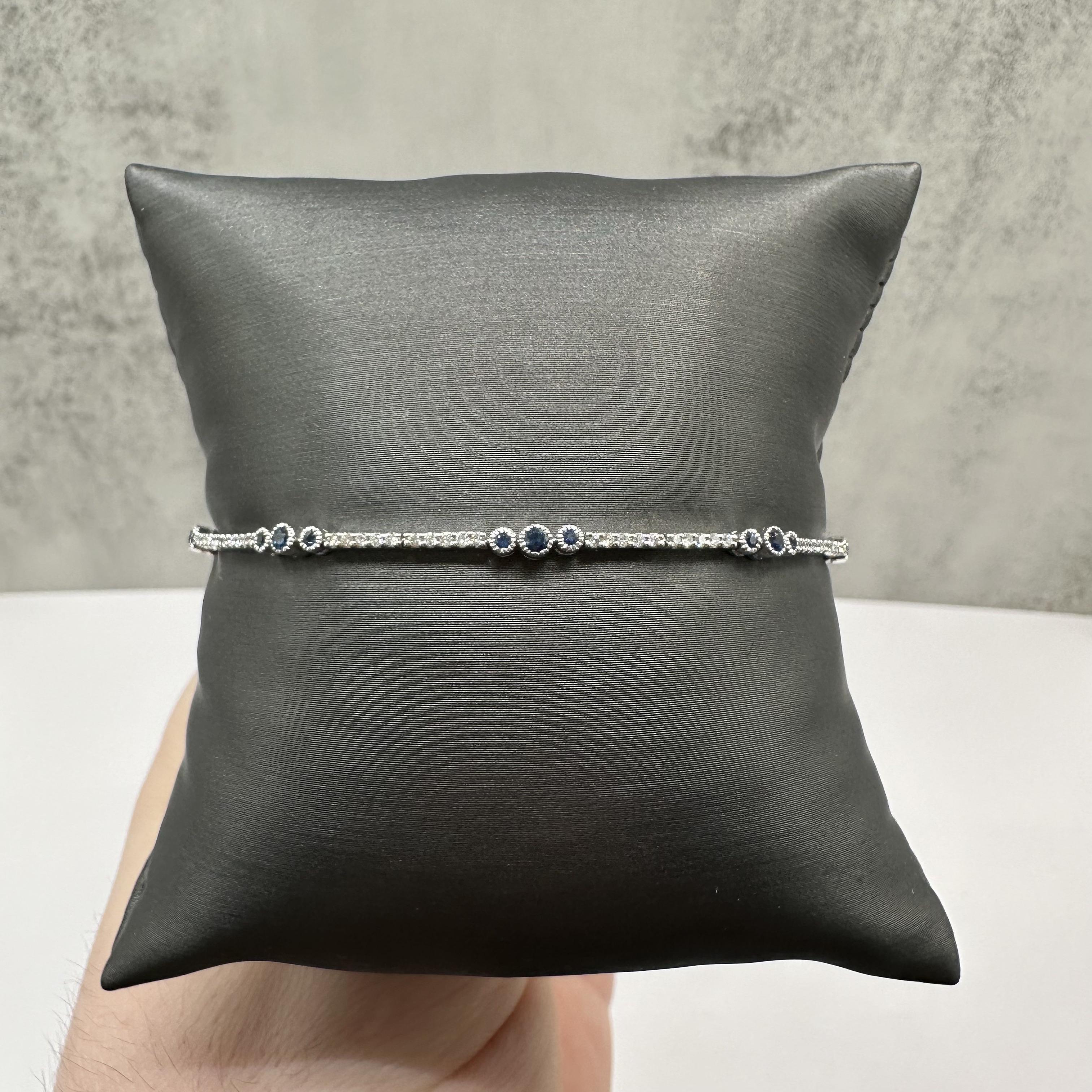 Sapphire and Diamond Bracelet in 18kt White Gold – 0.75ctw Sapphire, 0.70ctw Dia