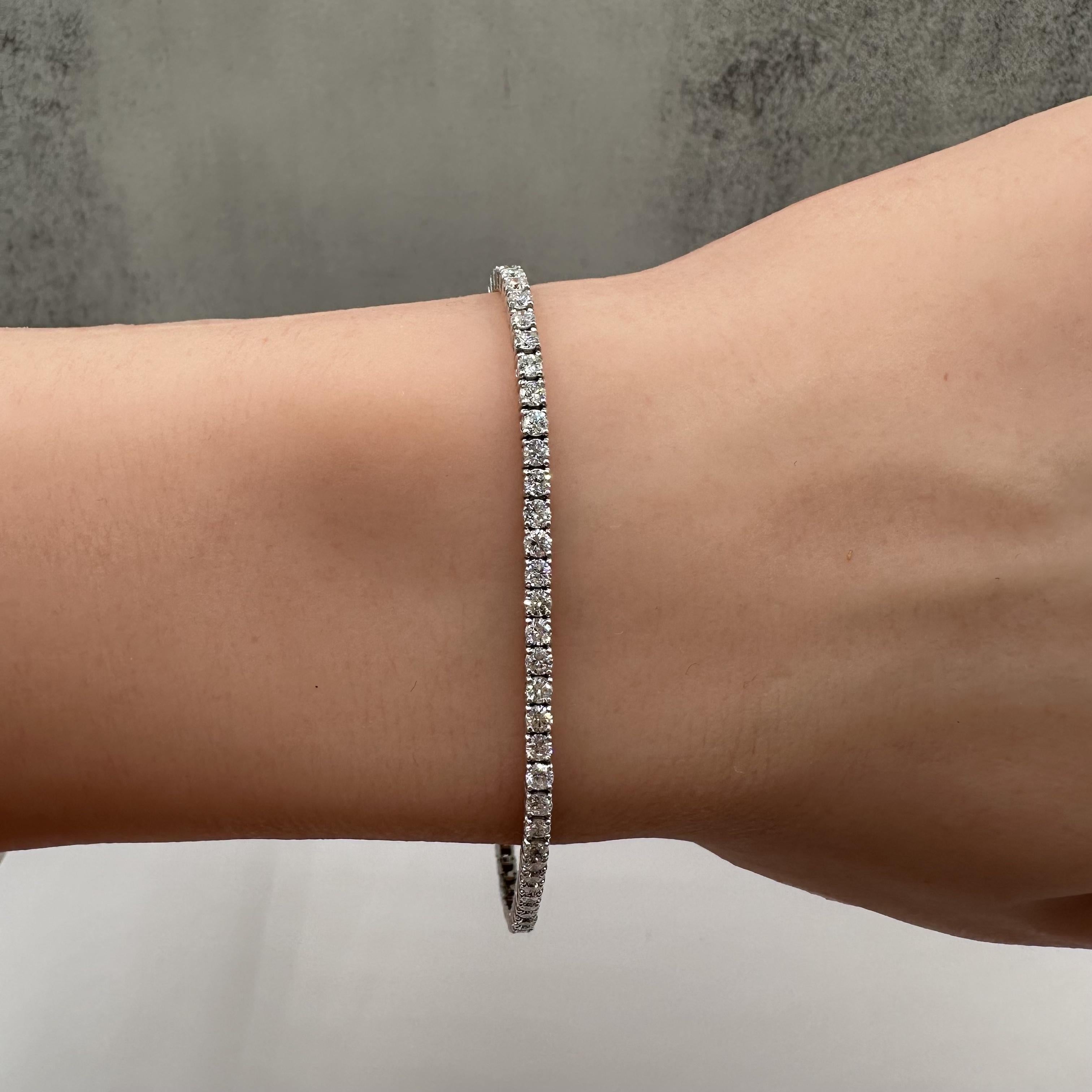 Natural Diamond Tennis Bracelet in 14kt White Gold – 3ctw FG SI, 7in