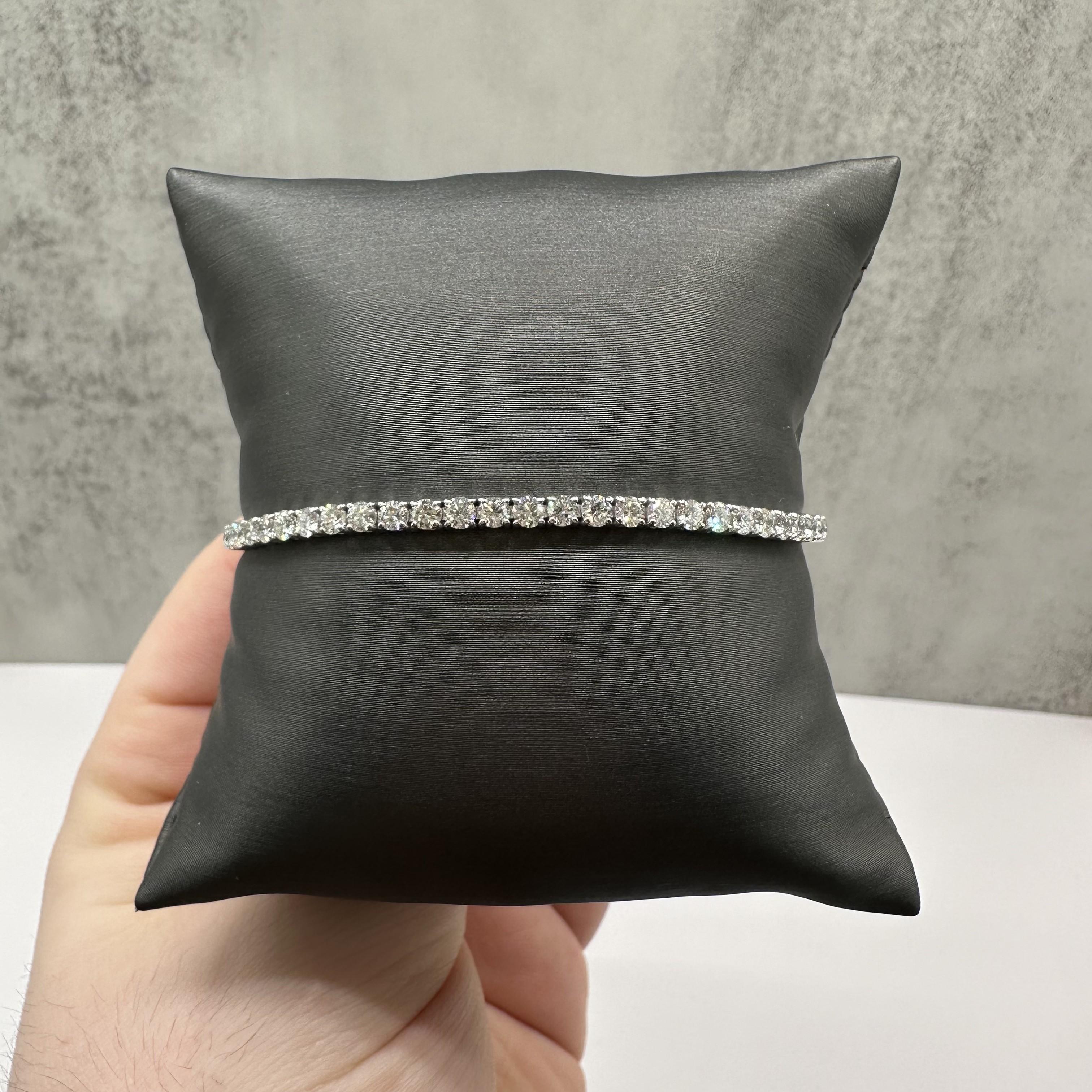 14K White Gold Natural Diamond Tennis Bracelet 4.10ct FG SI 7 Inch