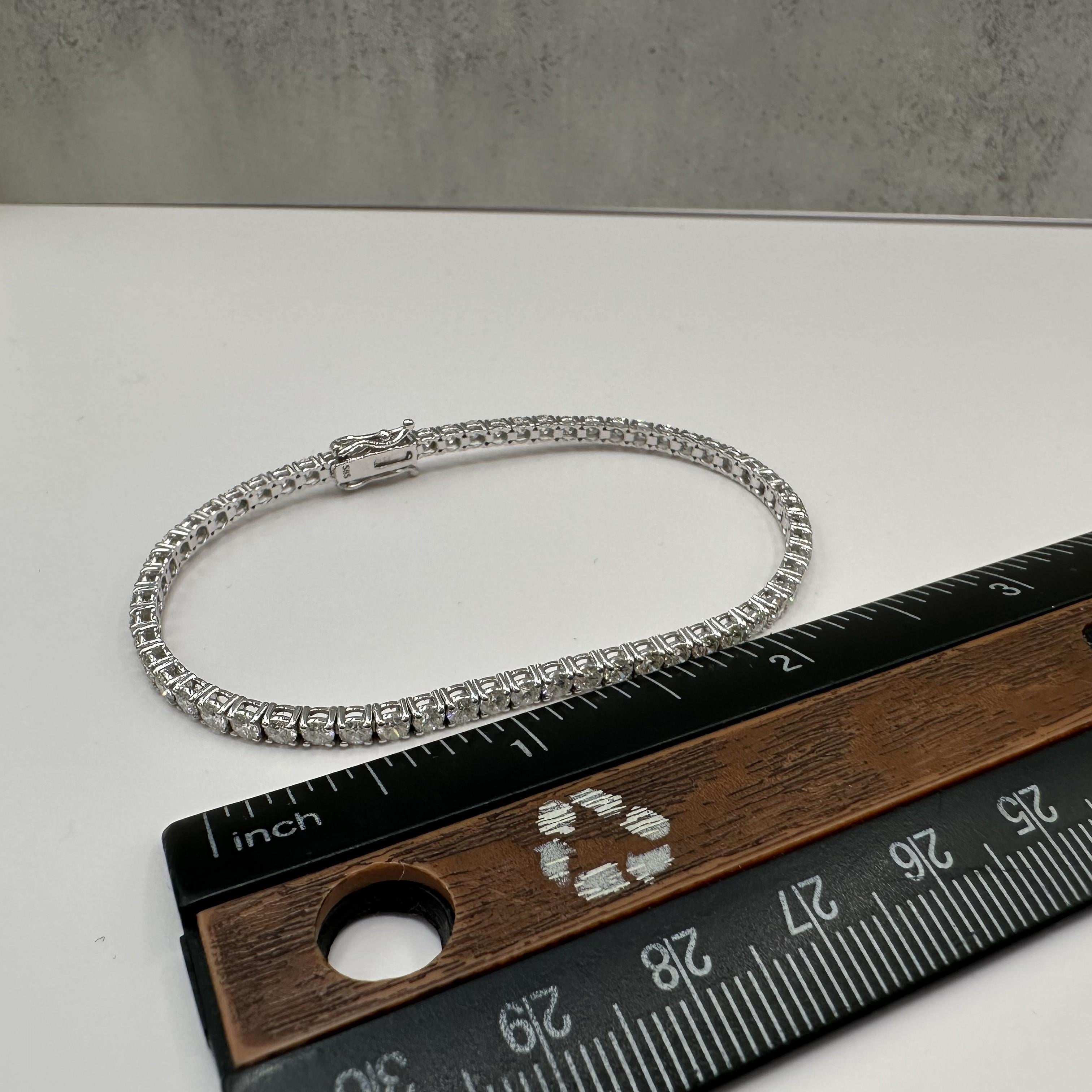 14K White Gold Natural Diamond Tennis Bracelet 4.10ct FG SI 7 Inch