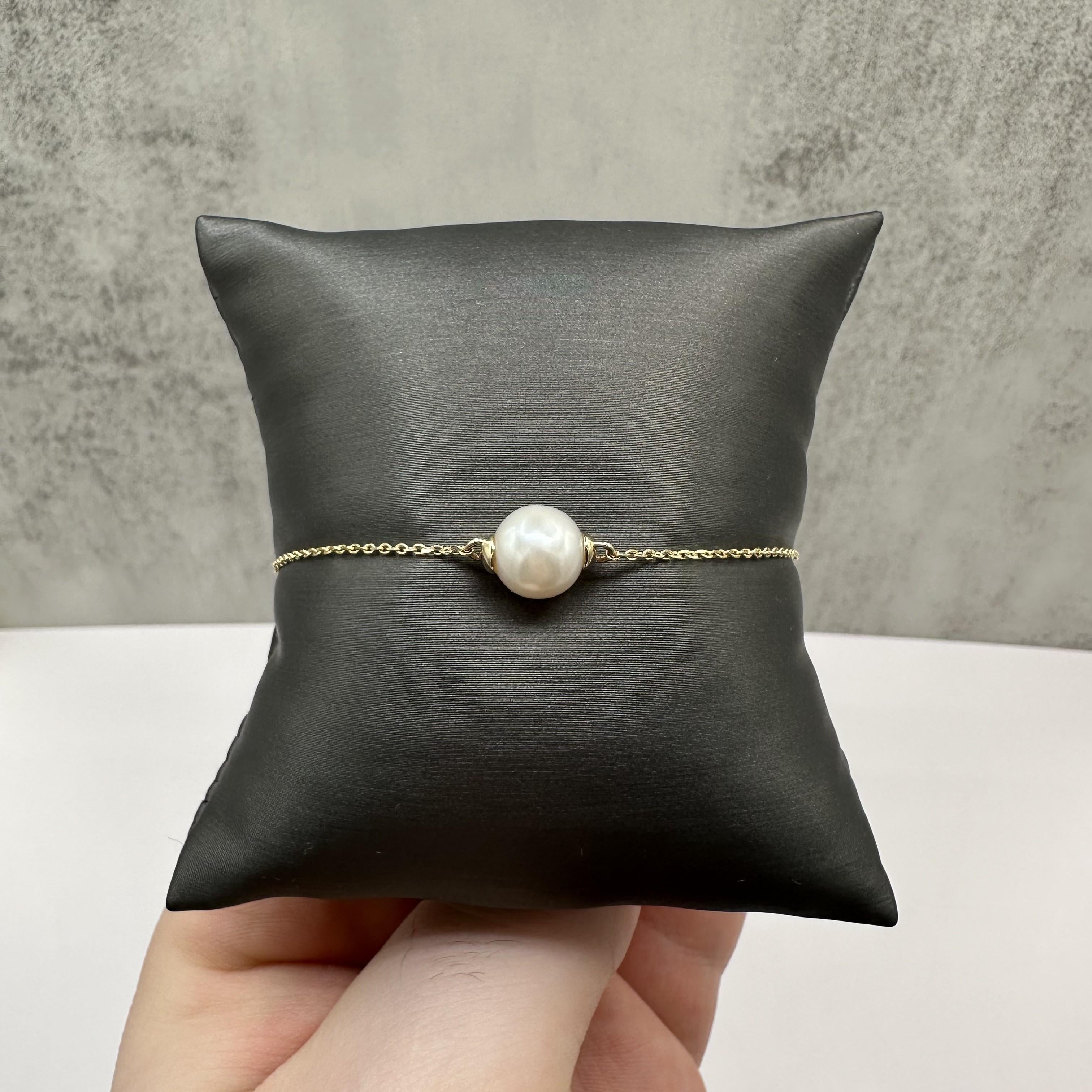Designer Effy Pearl Bola Bracelet 14K Yellow Gold Adjustable 7 Inch