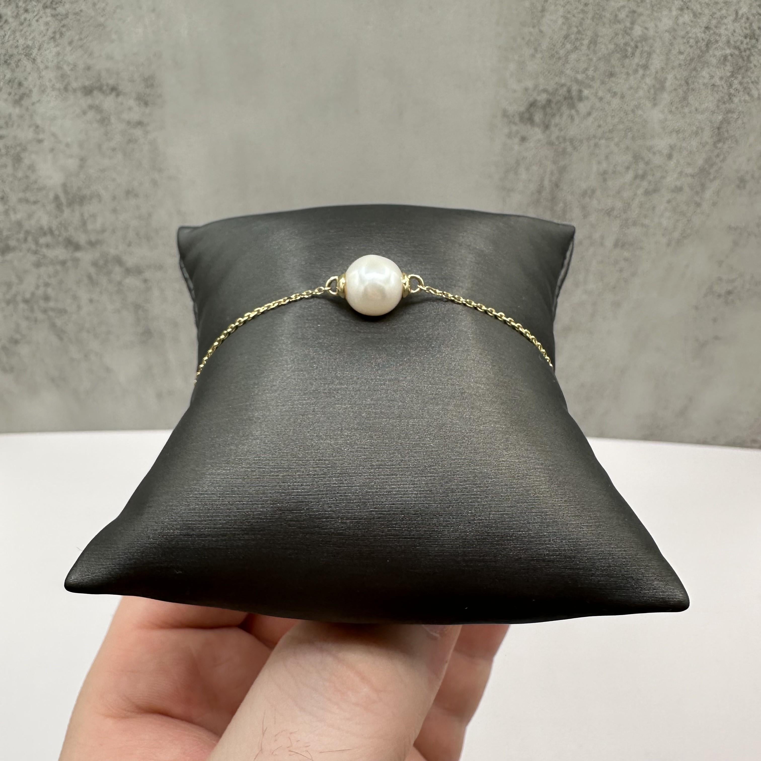 Designer Effy Pearl Bola Bracelet 14K Yellow Gold Adjustable 7 Inch