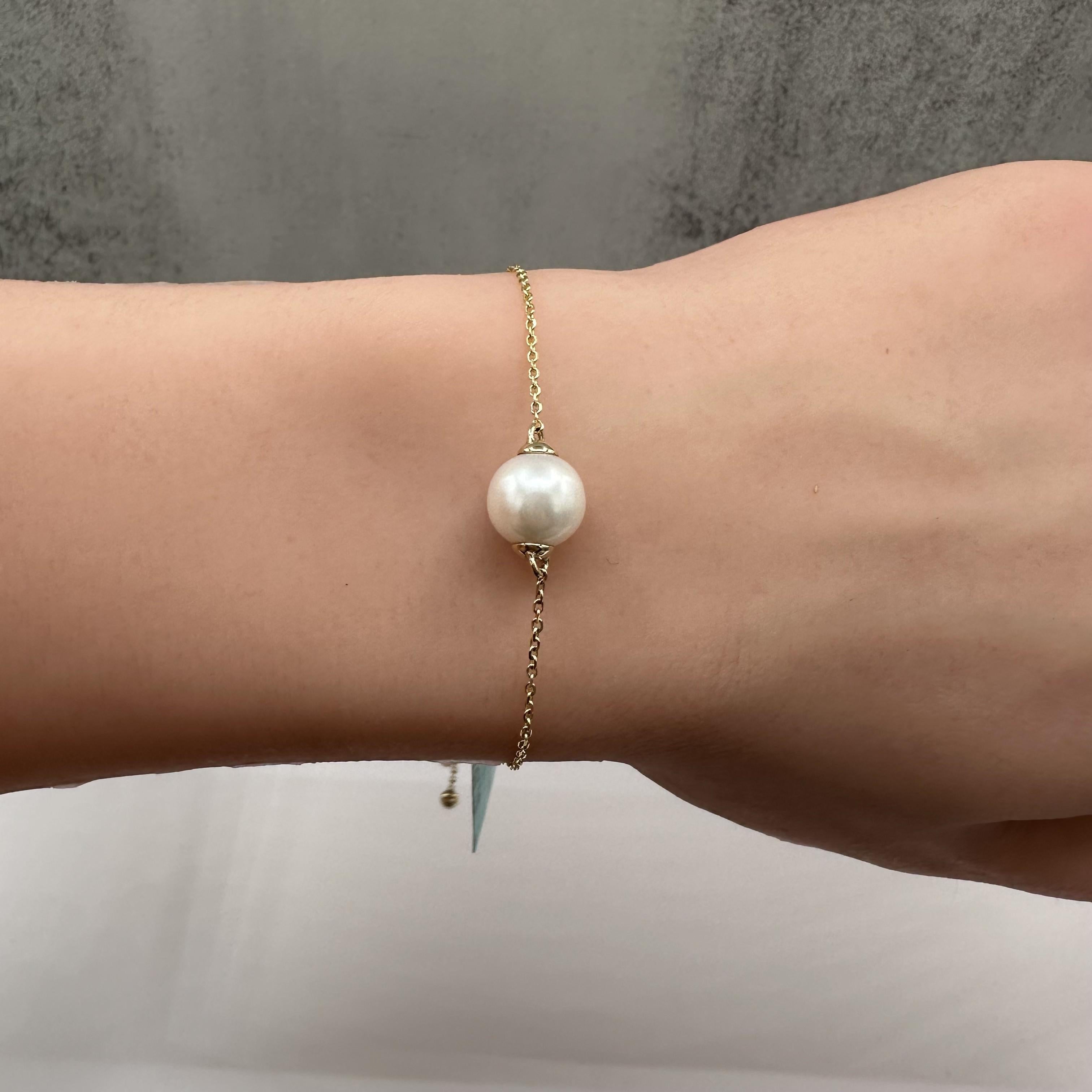 Designer Effy Pearl Bola Bracelet 14K Yellow Gold Adjustable 7 Inch