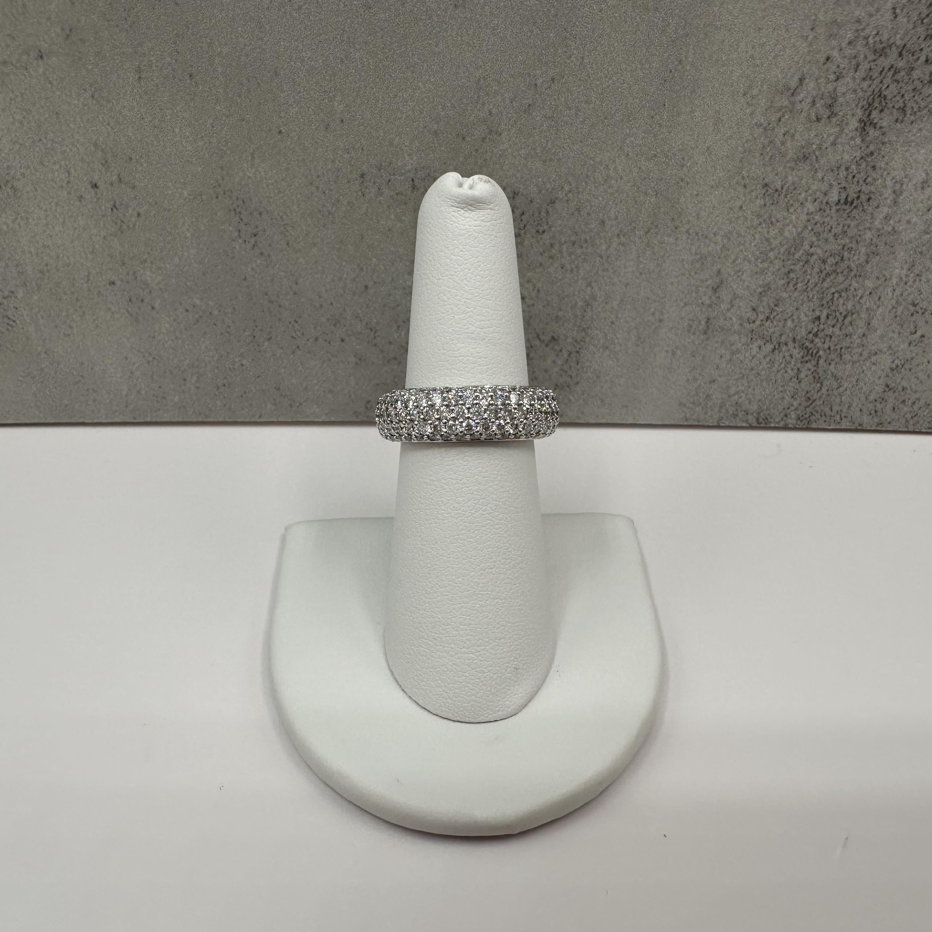18K White Gold Natural Diamond Pave Eternity Ring 3.68ct GH SI 6.5