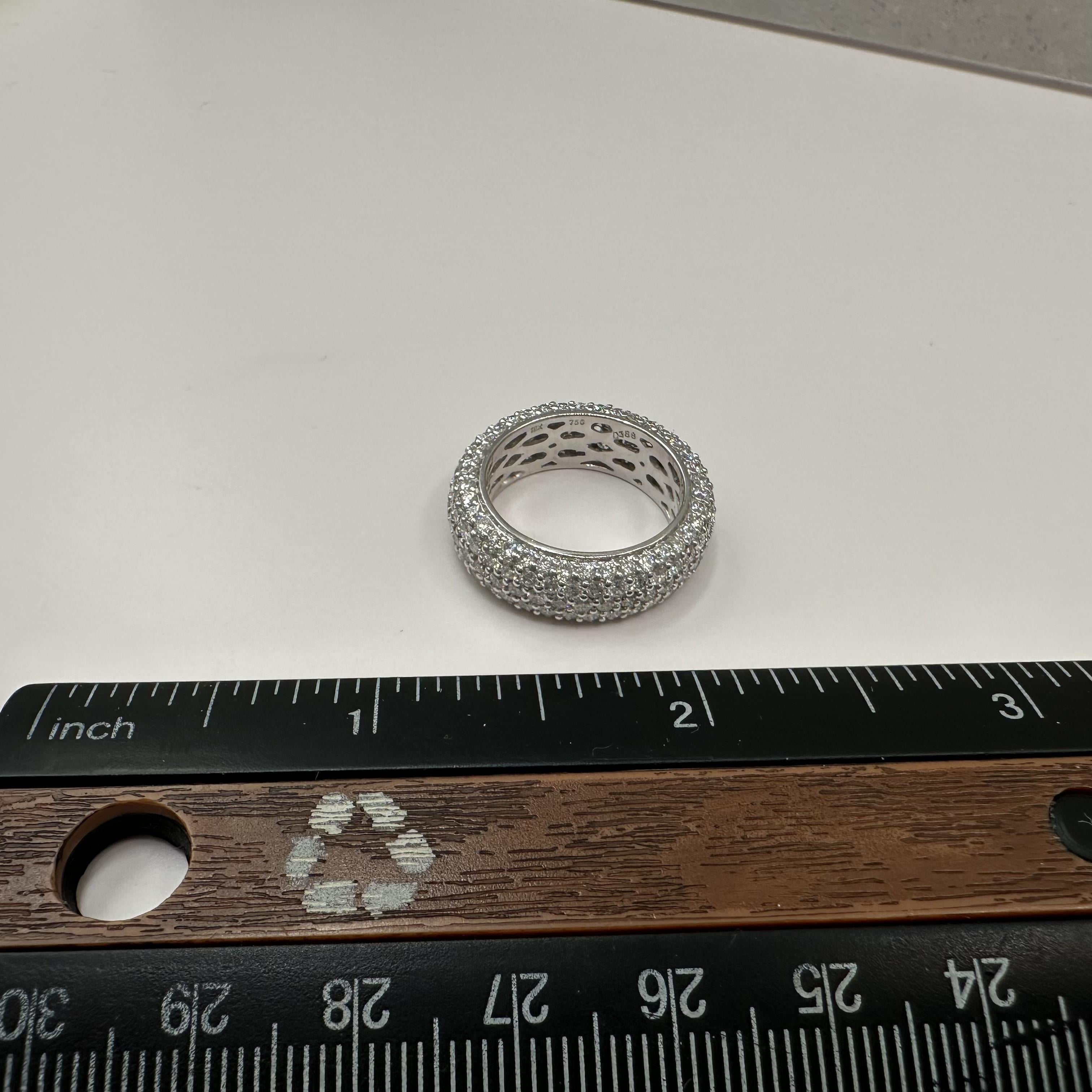 18K White Gold Natural Diamond Pave Eternity Ring 3.68ct GH SI 6.5