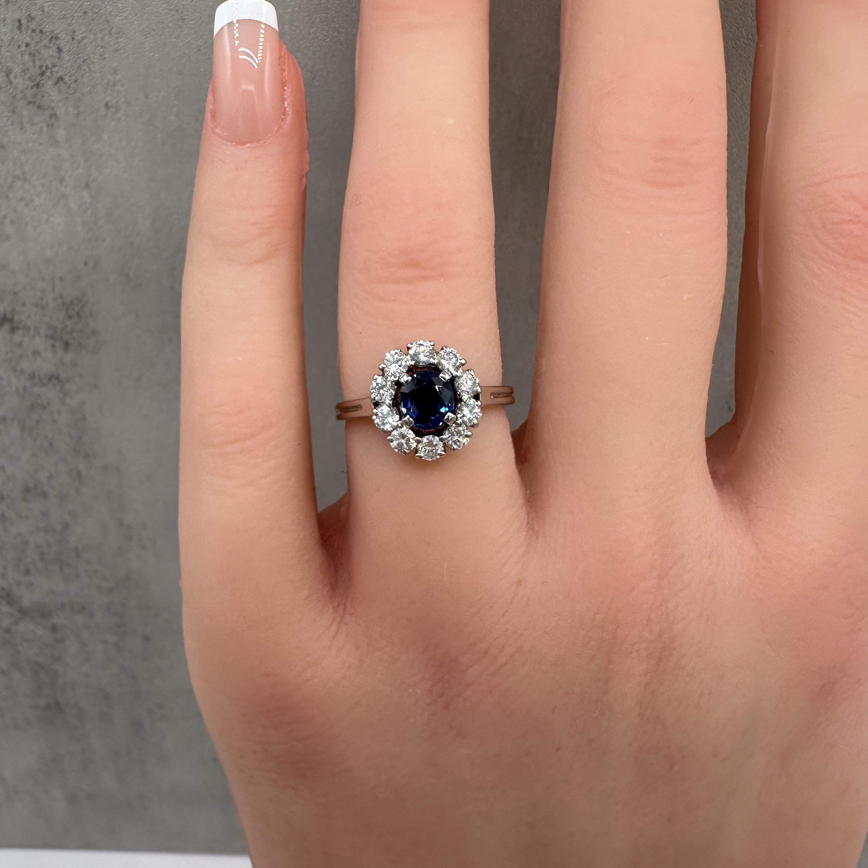 GIA Platinum Sapphire Diamond Ring 1.25ct Unheated GH VS SI Size 5.25