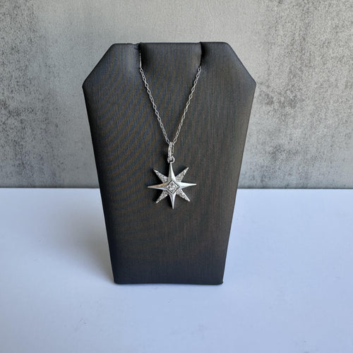 Designer Hallmark Diamond Star Necklace in Sterling Silver - 0.20ctw, New