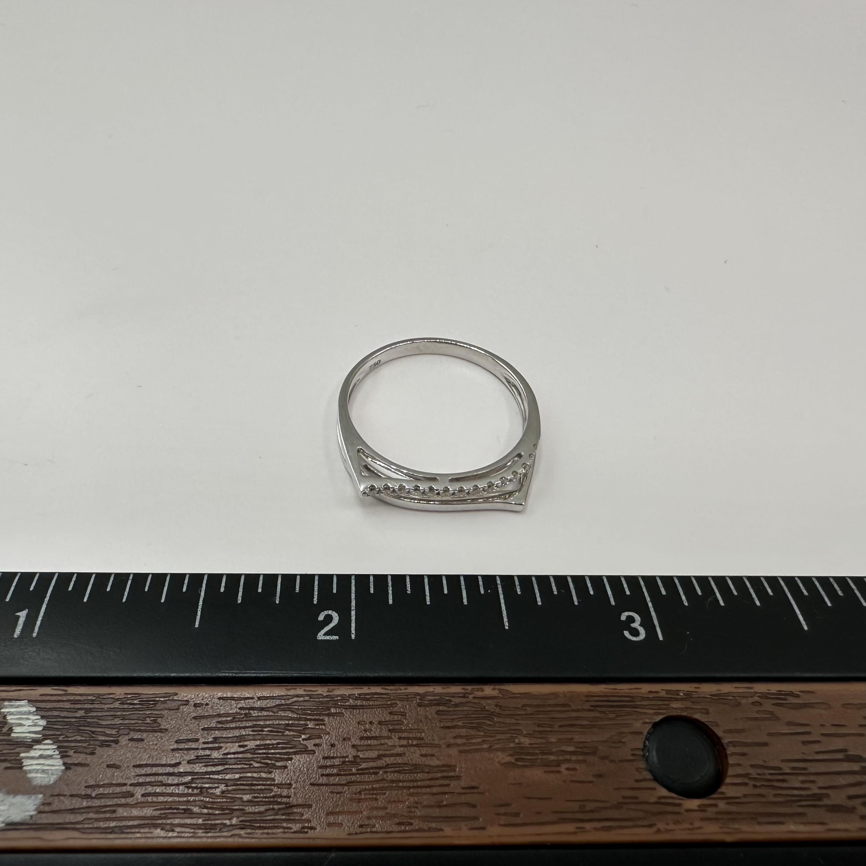 18K White Gold Diamond Double Row Ring 0.10ct Size 7