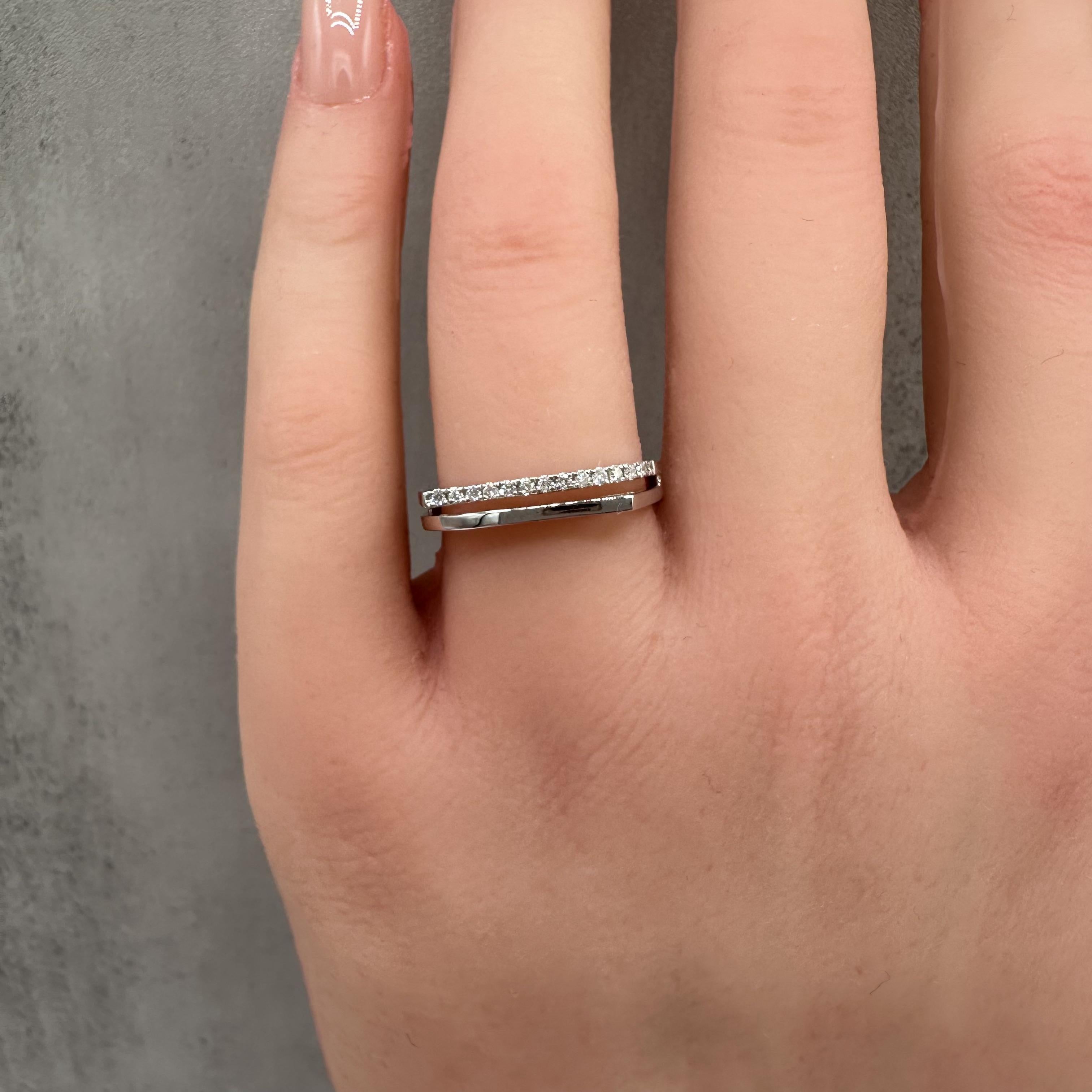 18K White Gold Diamond Double Row Ring 0.10ct Size 7