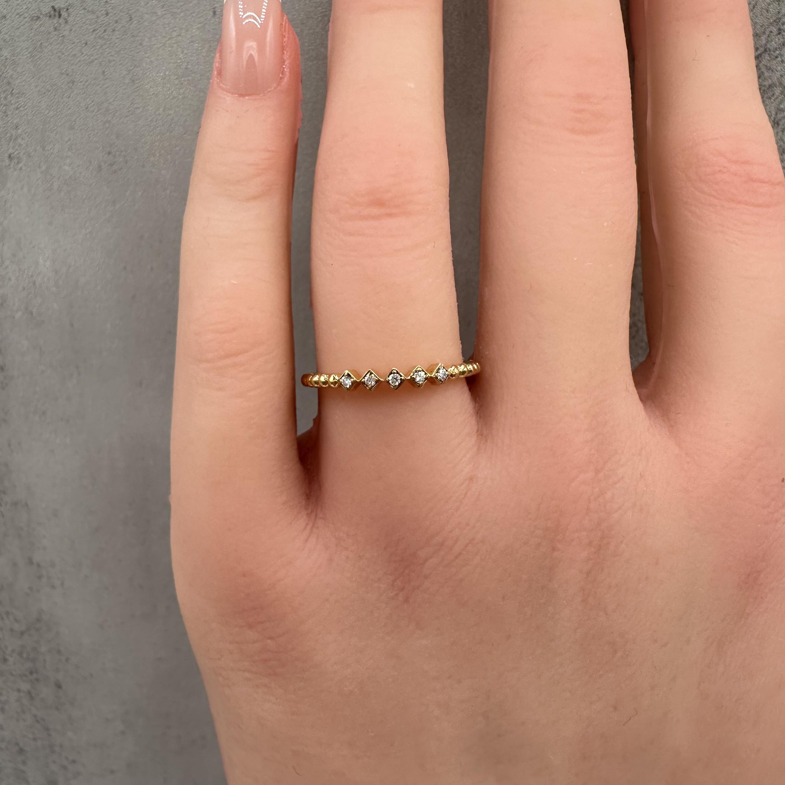 18K Yellow Gold Natural Diamond Ring 0.05ct GH SI Size 7