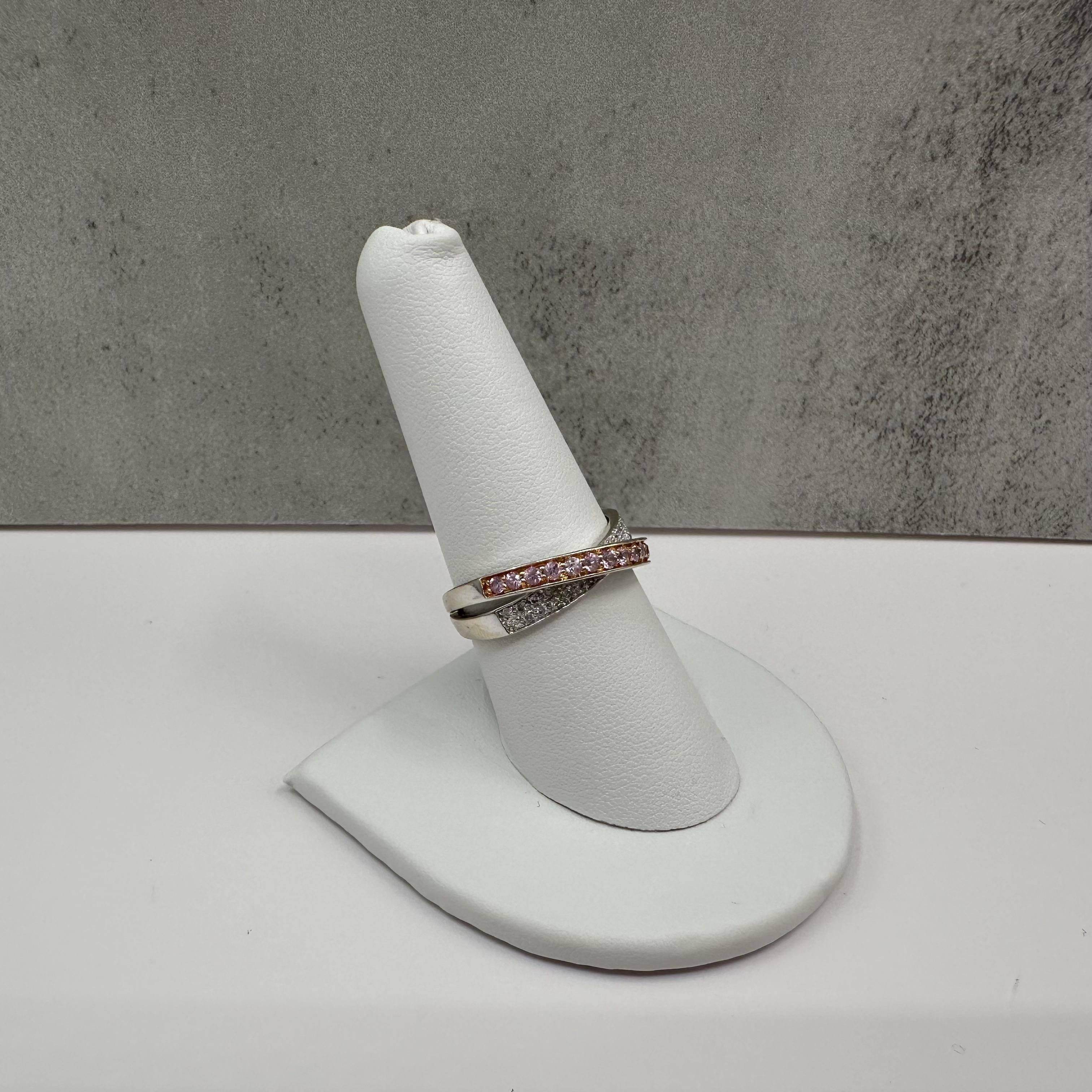 14K White Gold Pink Sapphire Diamond Ring 0.75ctw Size 8.5