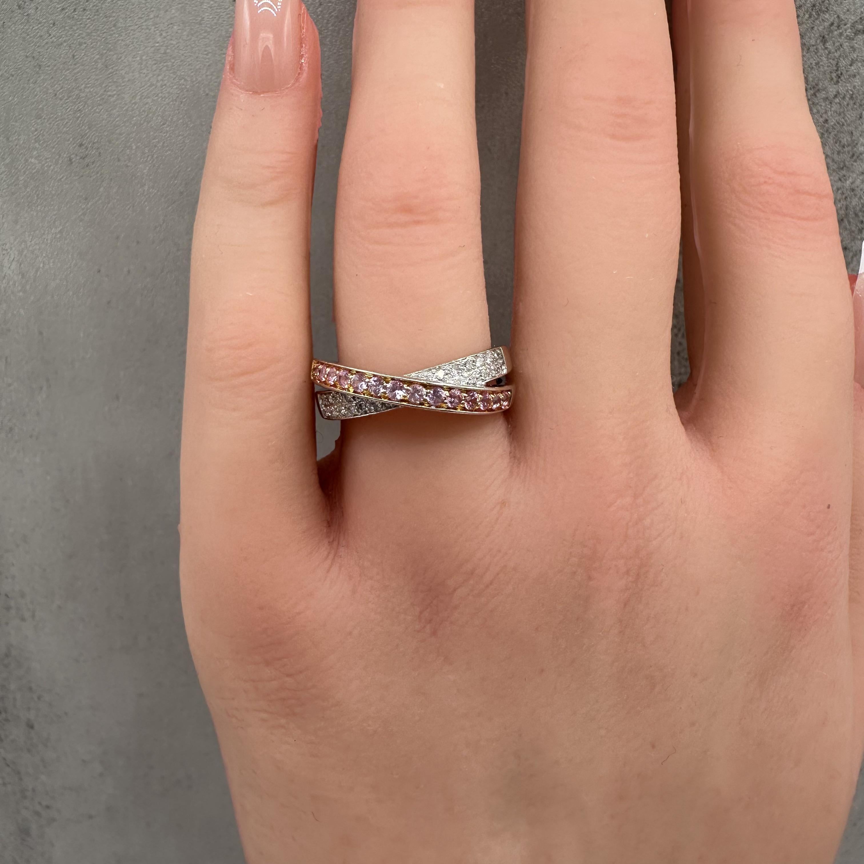 14K White Gold Pink Sapphire Diamond Ring 0.75ctw Size 8.5