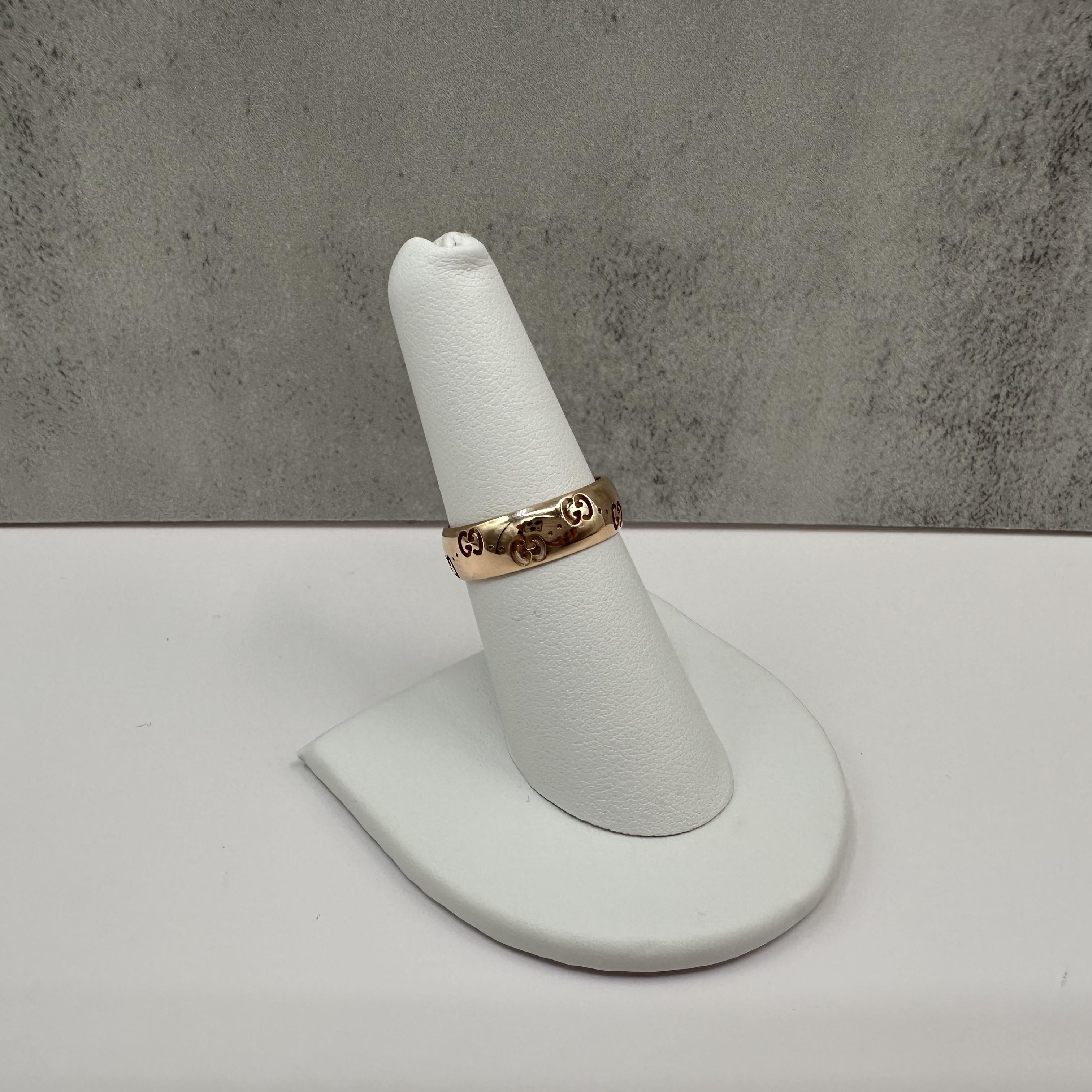 Gucci Icon 18K Rose Gold GG Wide Ring 6mm Size 7