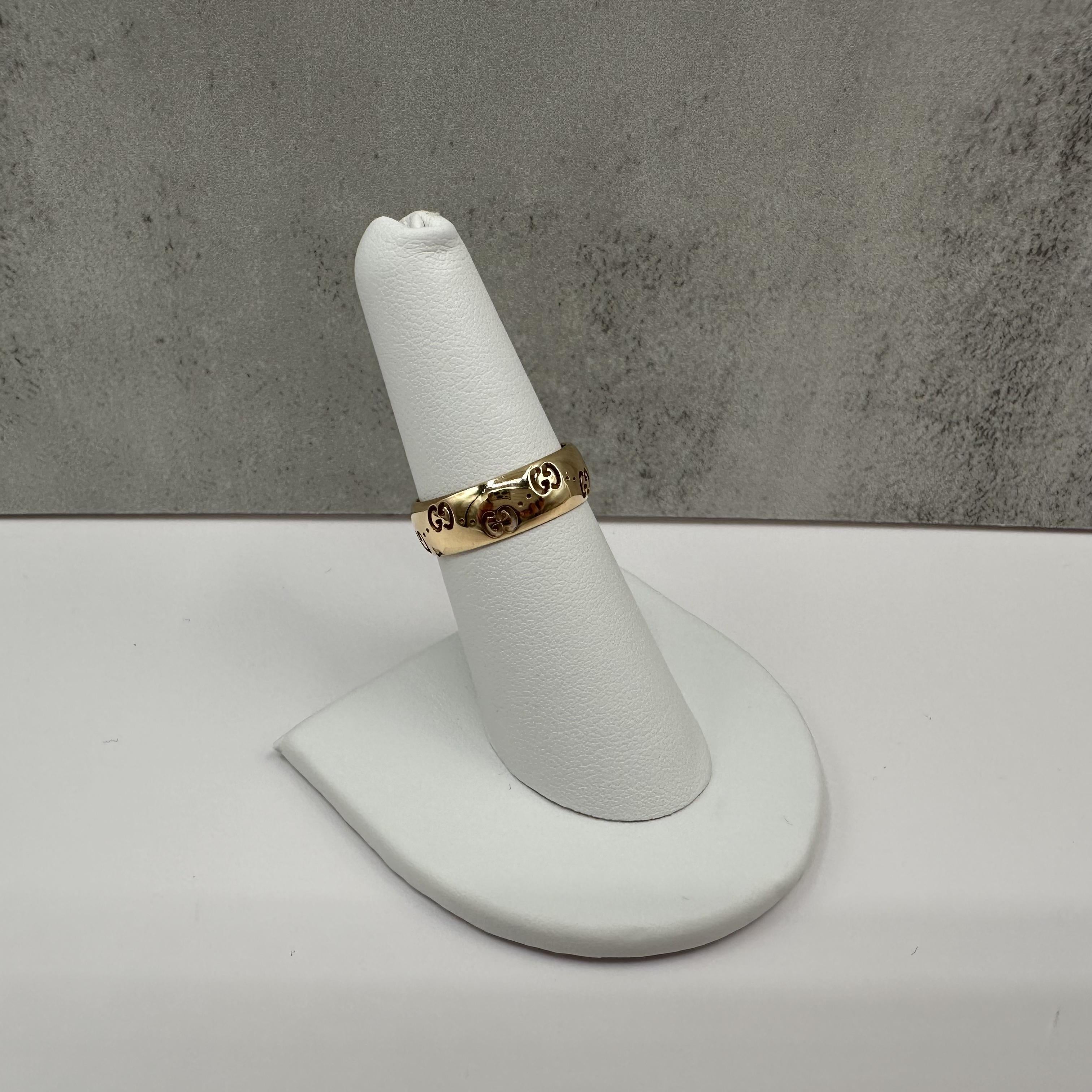 Gucci Icon 18K Yellow Gold GG Wide Ring 6mm Size 6.75