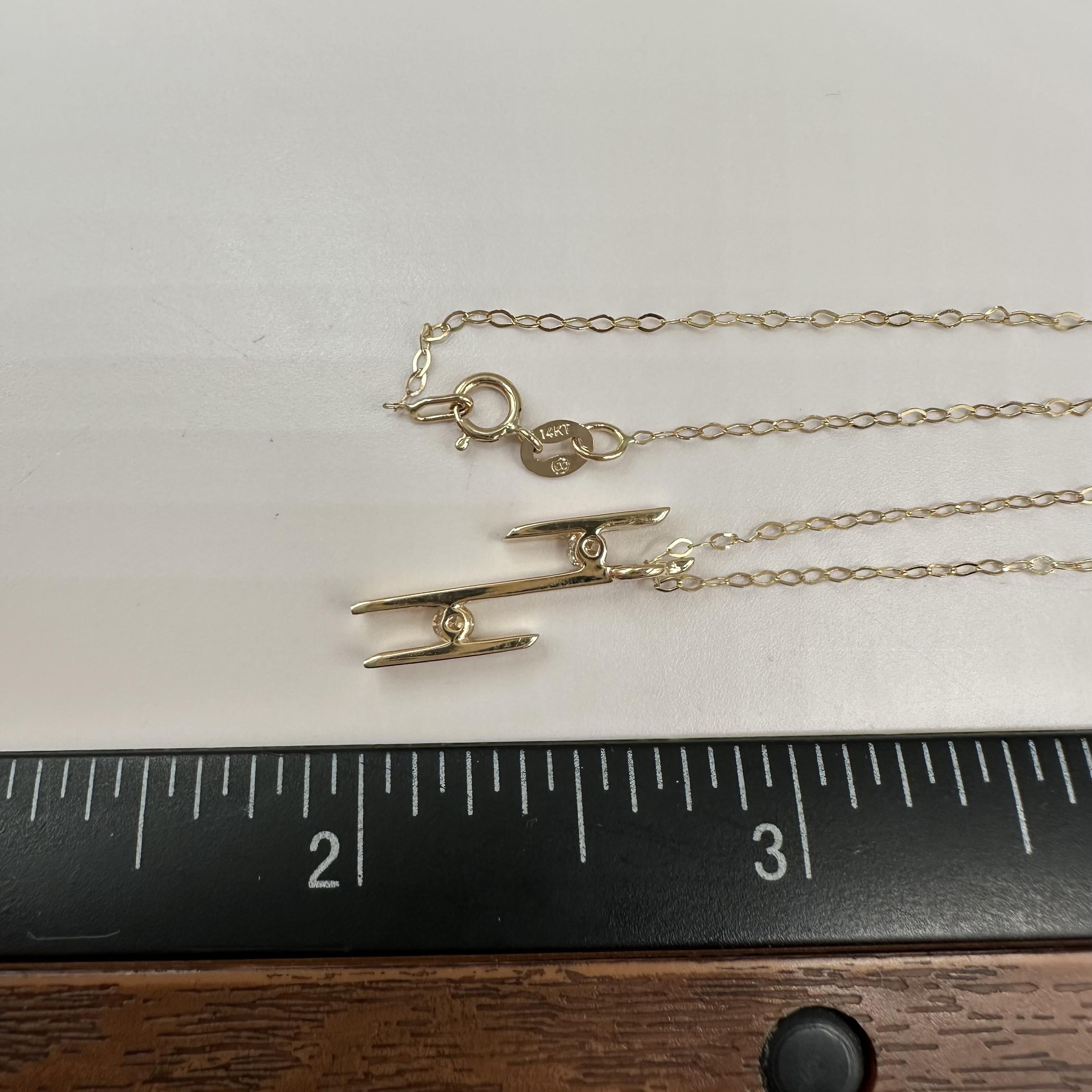 14K Yellow Gold Diamond Ladder Necklace 0.14ct 18 Inch