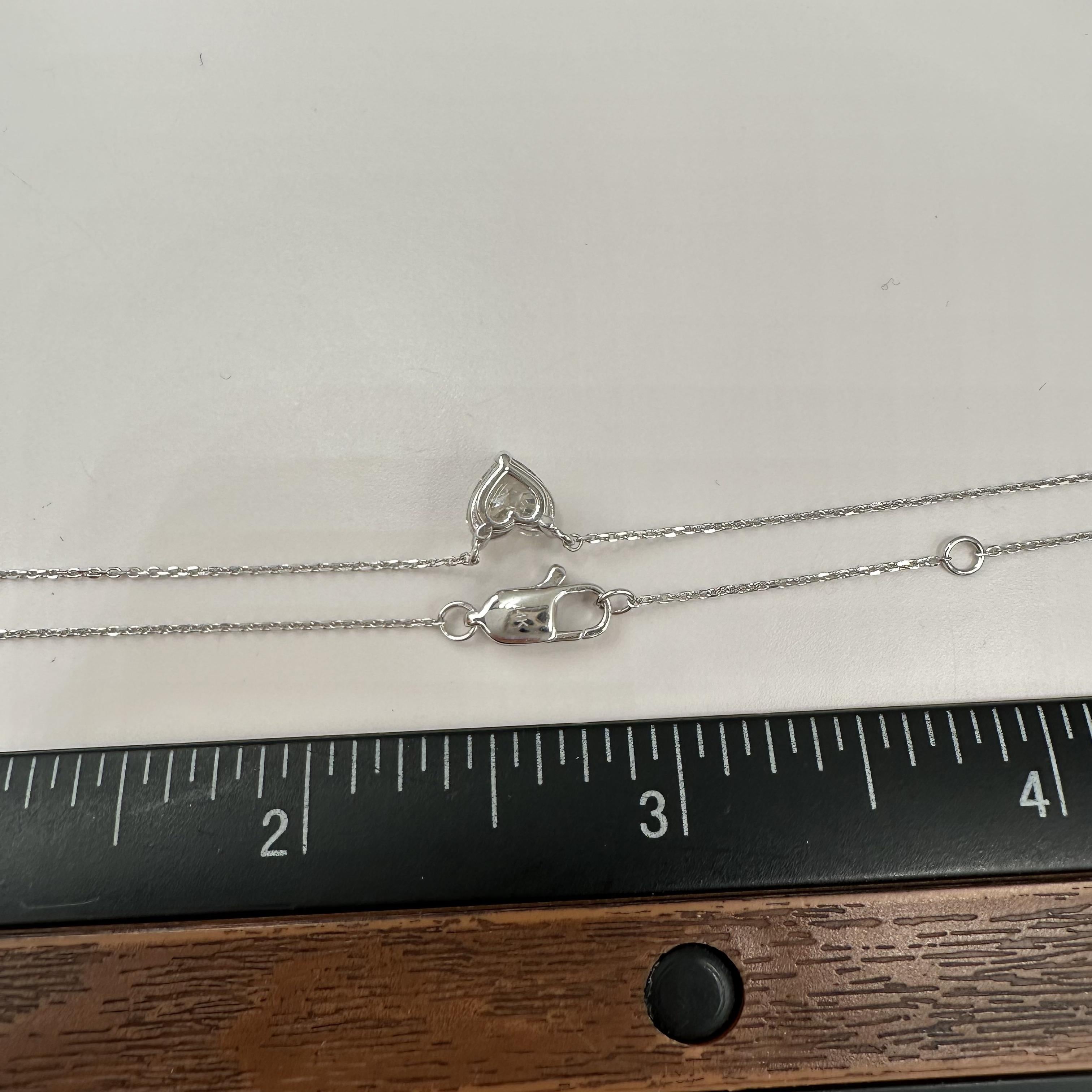 GIA 0.90ct Heart Diamond Necklace 14K White Gold J VS1