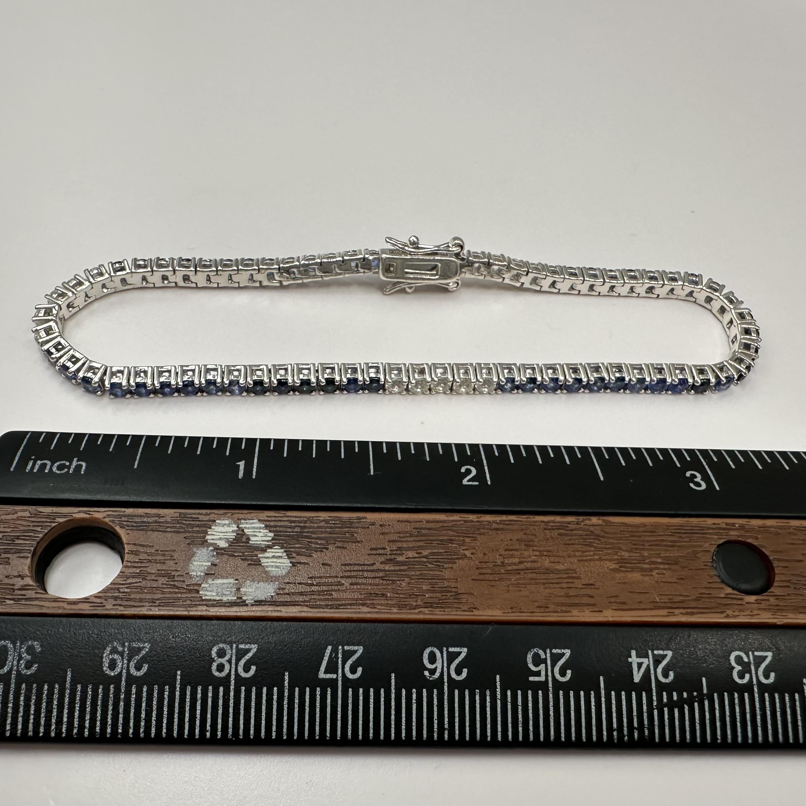 Blue Ombre Sapphire Tennis Bracelet Sterling Silver 5ct 7.5 Inch
