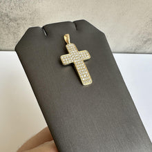 Load image into Gallery viewer, Pavé Natural Diamond Cross Pendant in 14kt Yellow Gold - 0.97ctw Diamonds, New
