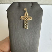 Load image into Gallery viewer, Pavé Natural Diamond Cross Pendant in 14kt Yellow Gold - 0.97ctw Diamonds, New
