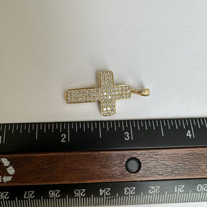 Pavé Natural Diamond Cross Pendant in 14kt Yellow Gold - 0.97ctw Diamonds, New