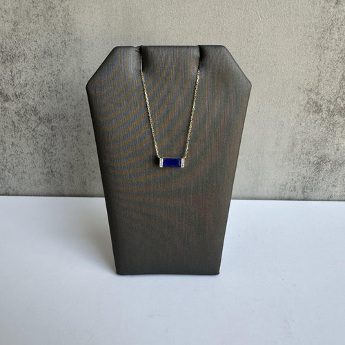 14kt Yellow Gold Diamond and Lapis Necklace - Adjustable 16-18 Inches, New