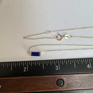 14kt Yellow Gold Diamond and Lapis Necklace - Adjustable 16-18 Inches, New