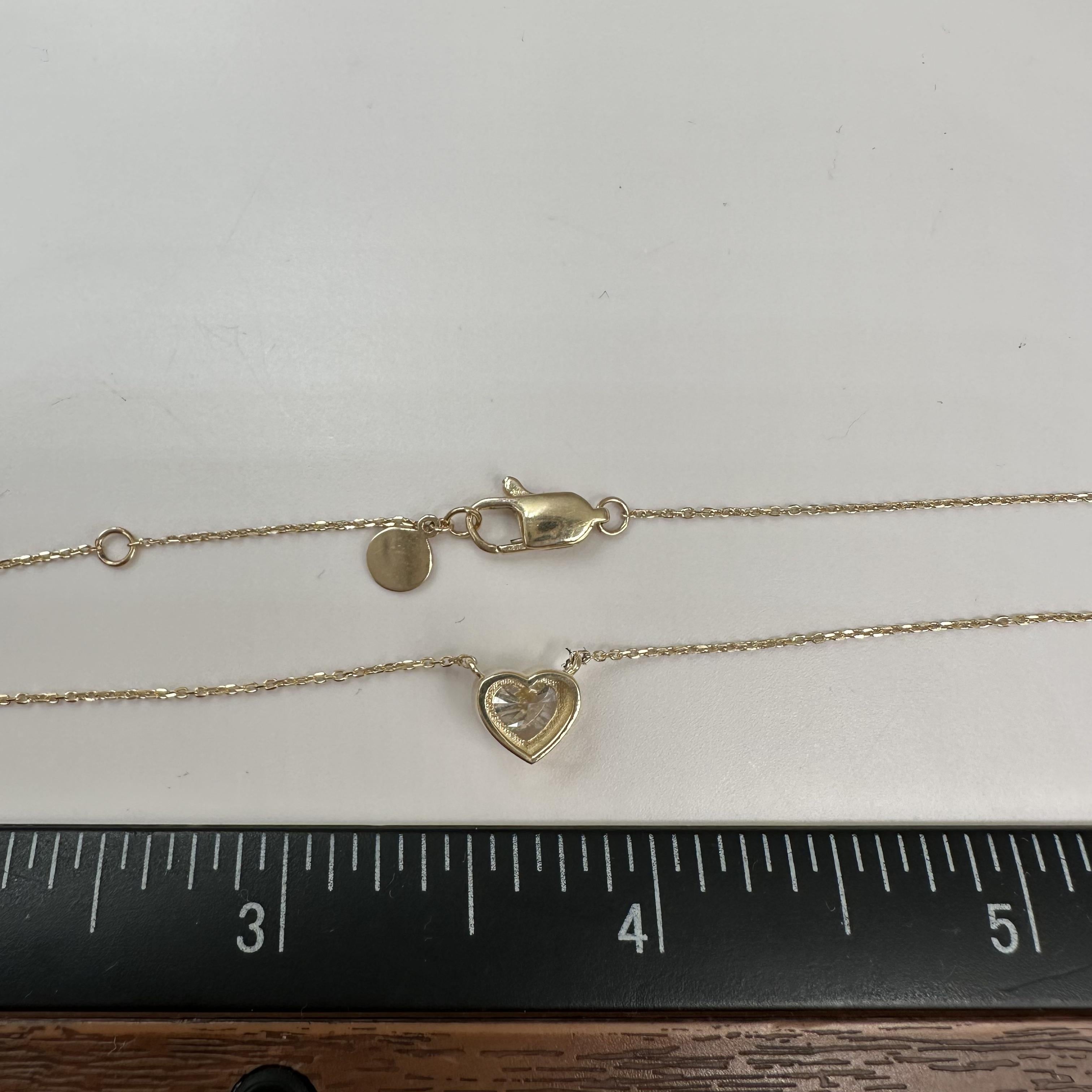 GIA 0.80ct E VS2 Heart Diamond Necklace 14K Yellow Gold