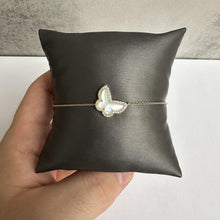 Load image into Gallery viewer, 14kt Yellow Gold Butterfly Bracelet - 0.20ctw Diamonds &amp; Mother of Pearl, New
