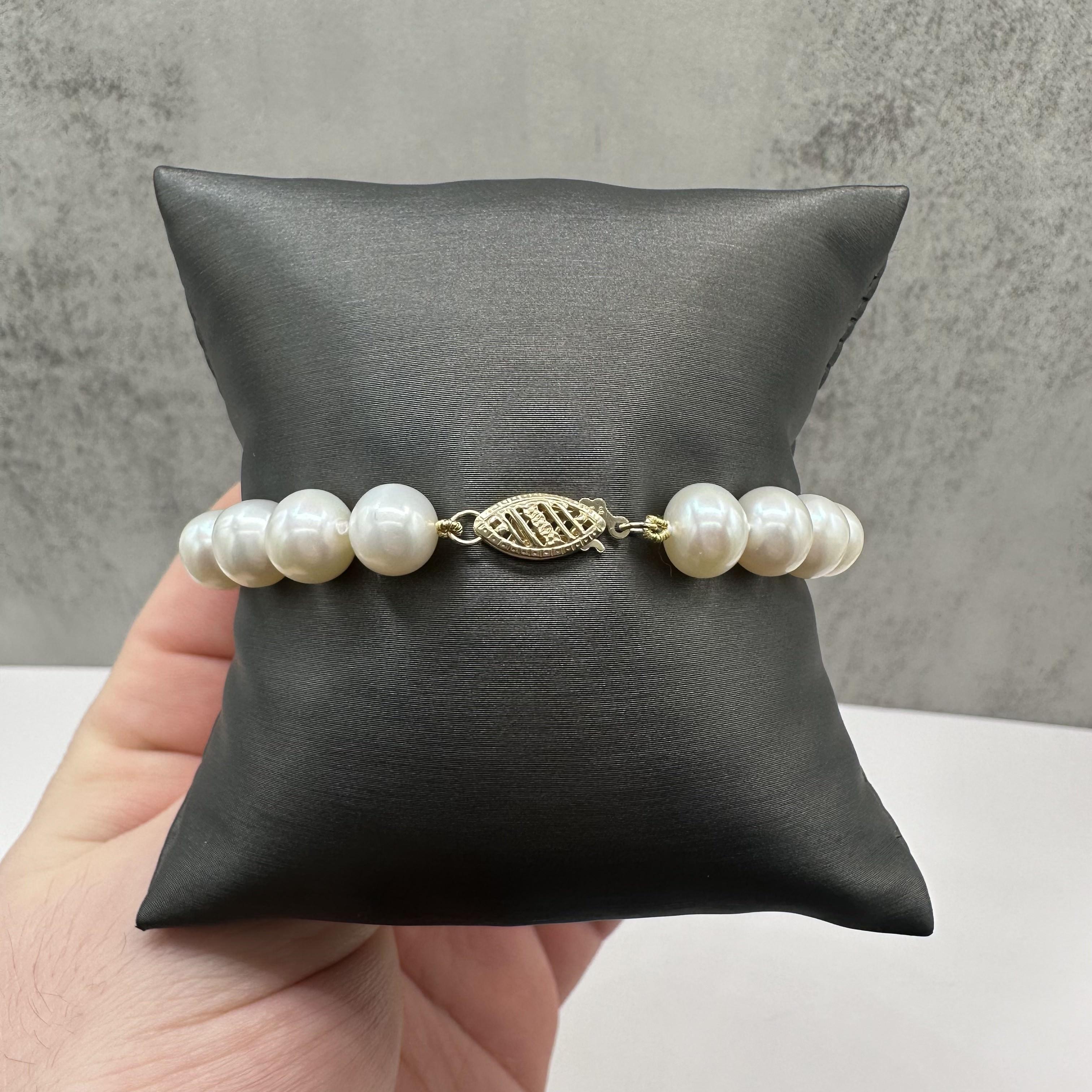 10K Yellow Gold Freshwater Pearl Bracelet 8 9mm 7 Inch