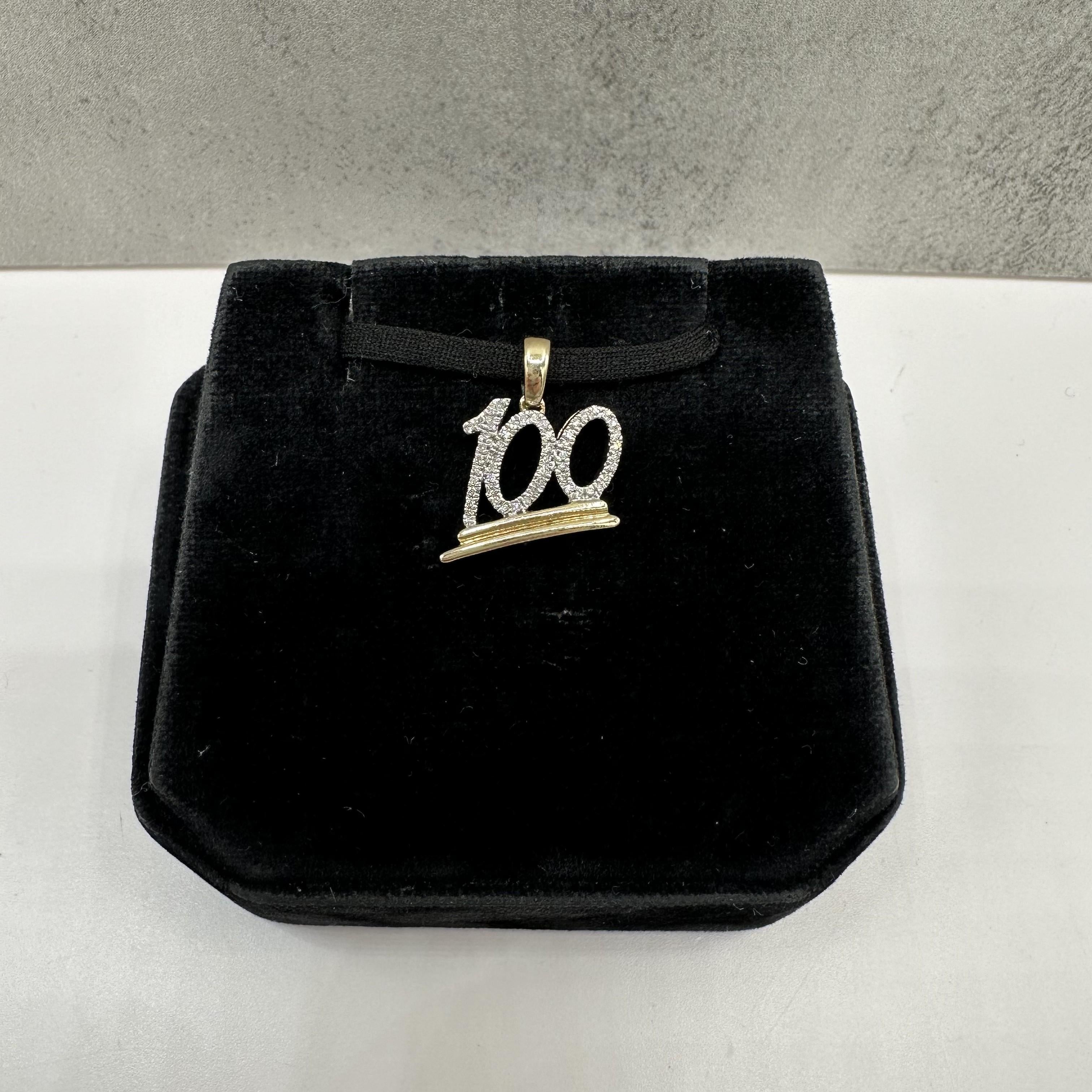 10K Yellow Gold Diamond 100 Pendant 0.15ct Round 1.9g