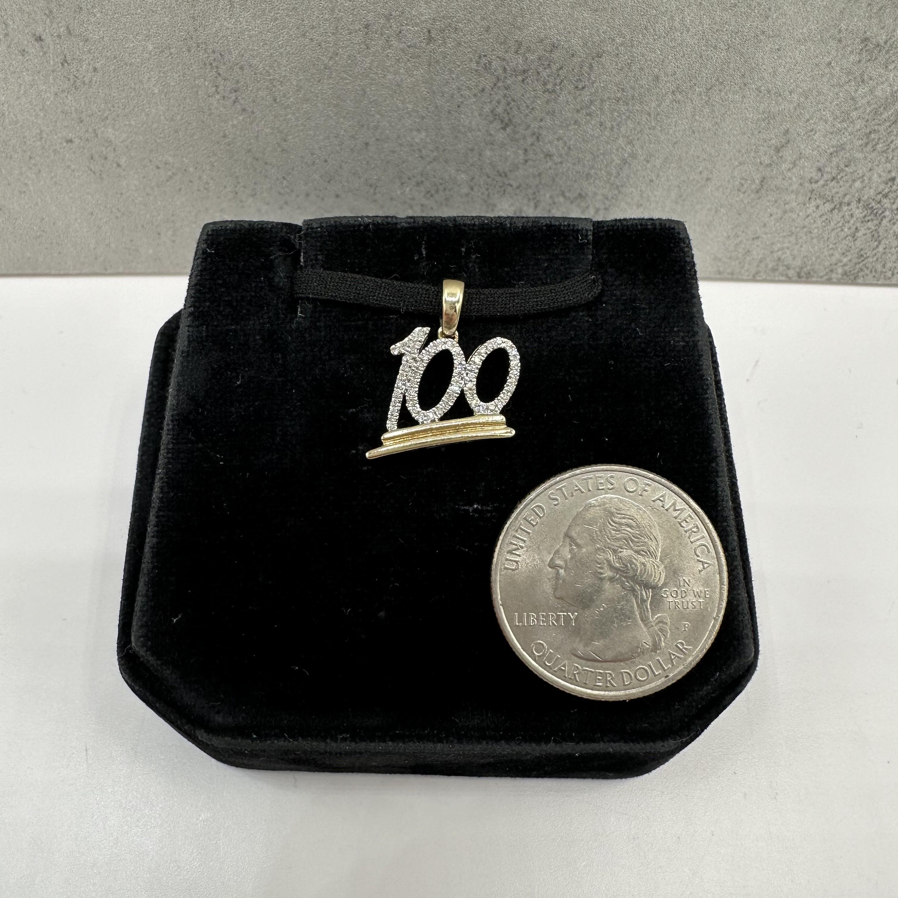 10K Yellow Gold Diamond 100 Pendant 0.15ct Round 1.9g
