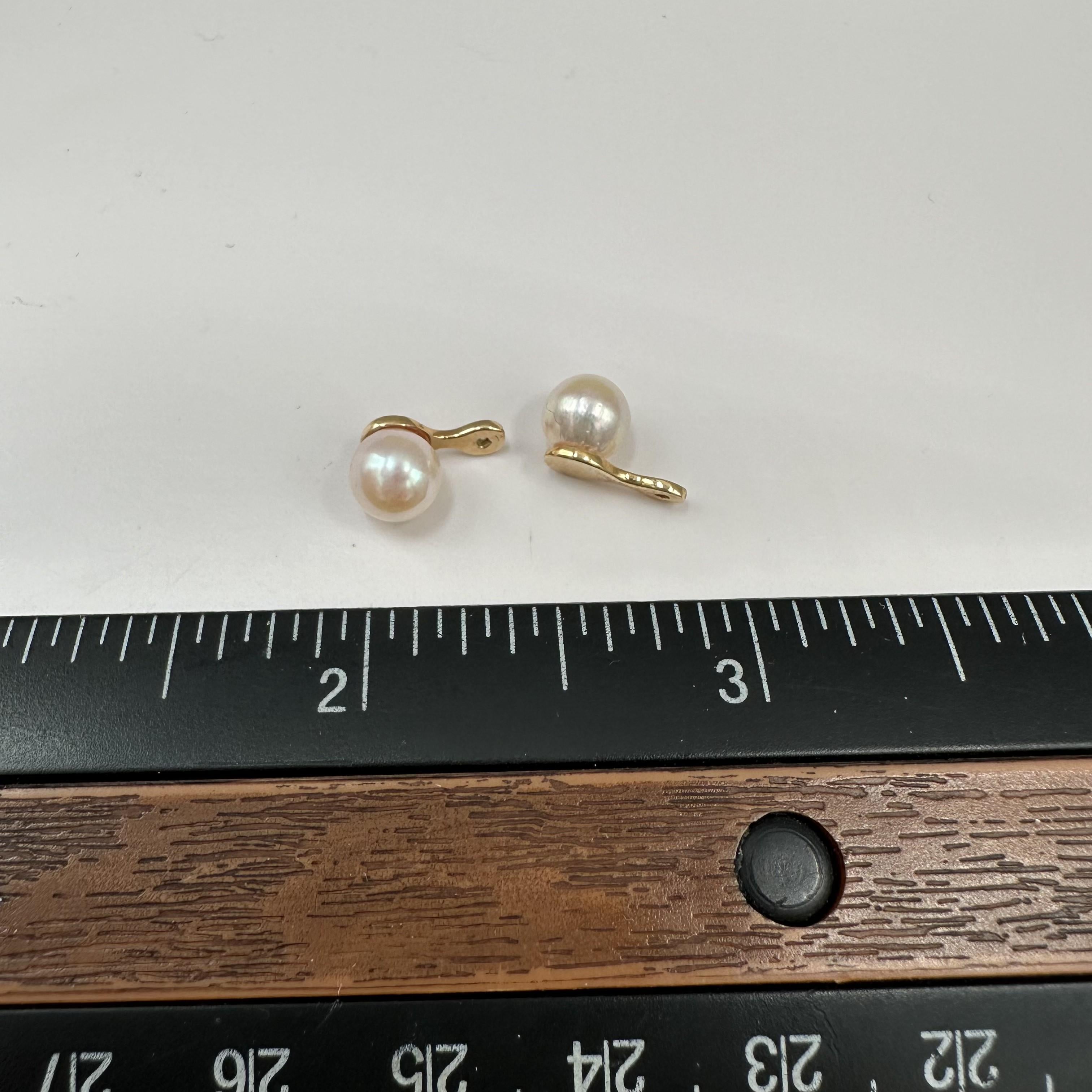 14K Yellow Gold Pearl Earring Enhancer Drops 6.3mm