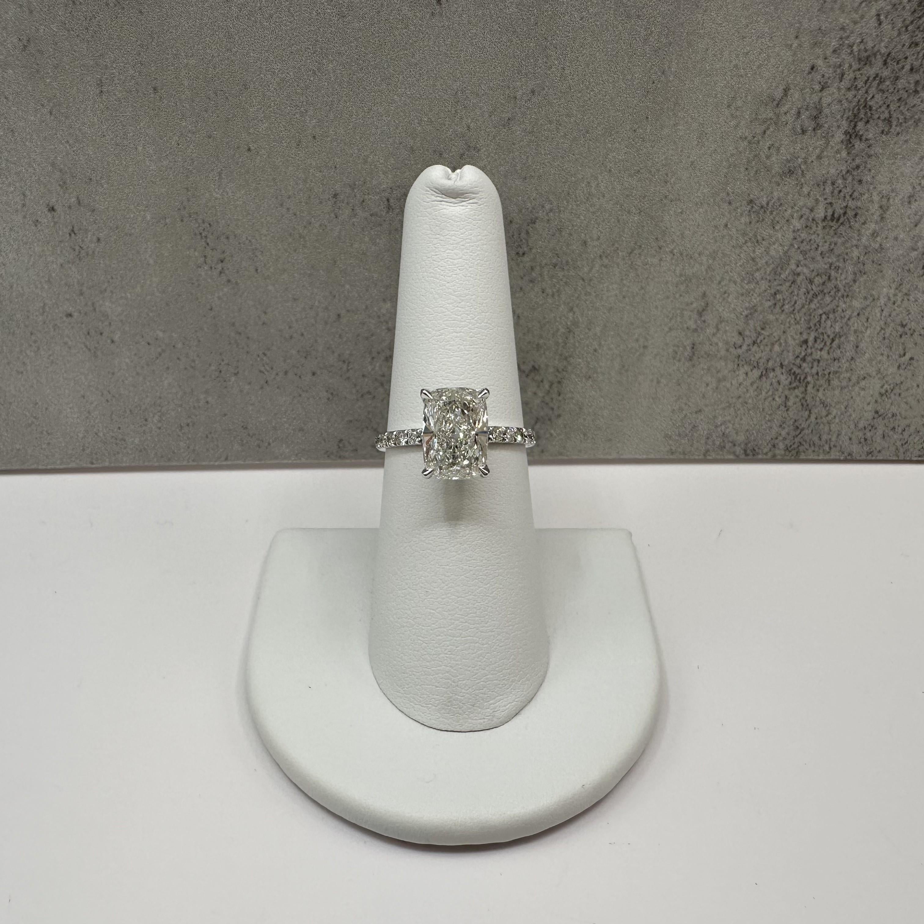 3.44ct Elongated Cushion Lab Diamond Ring IGI G VVS2 14K White Gold