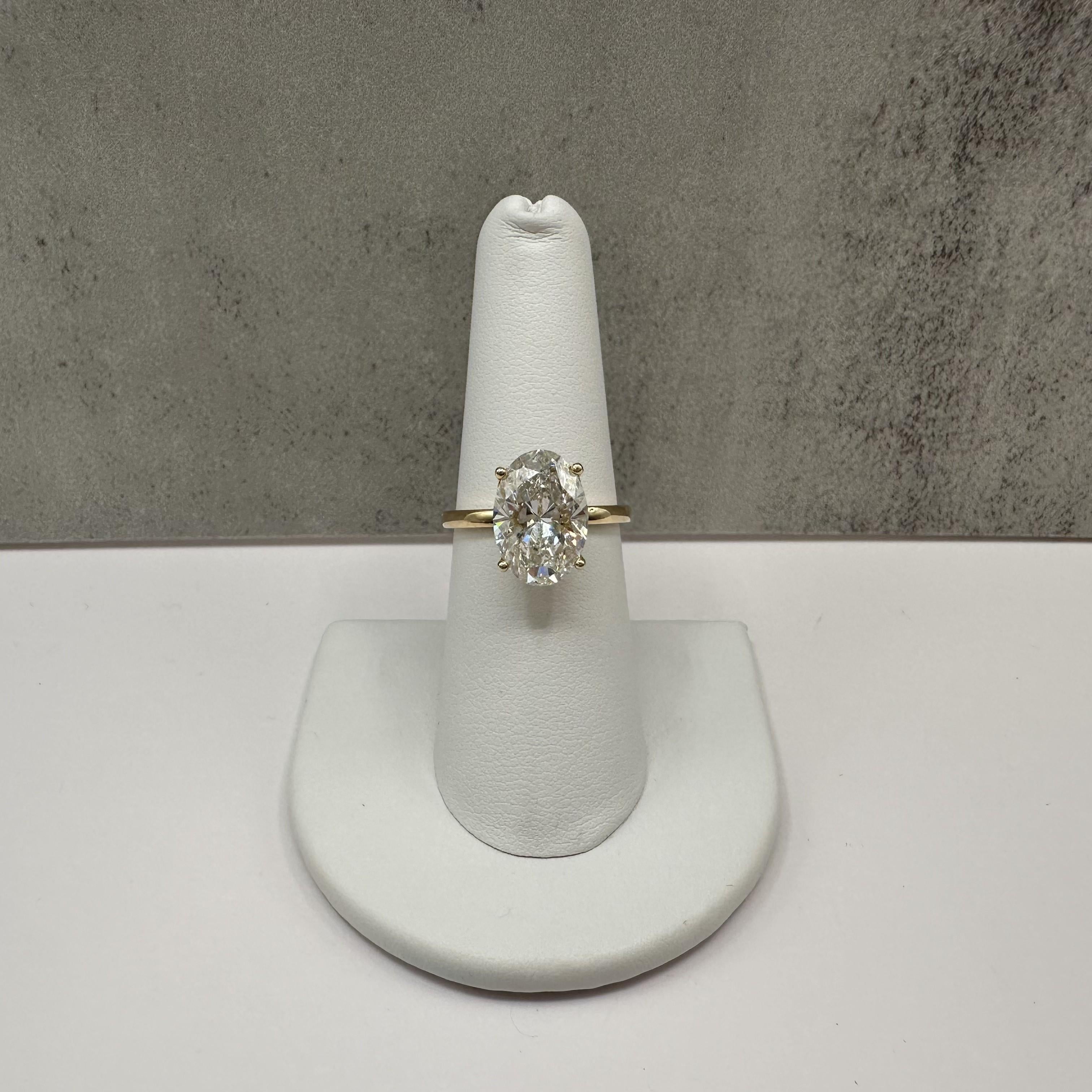 4.12ct Oval Lab Diamond Ring IGI F VS1 14K Yellow Gold Hidden Halo