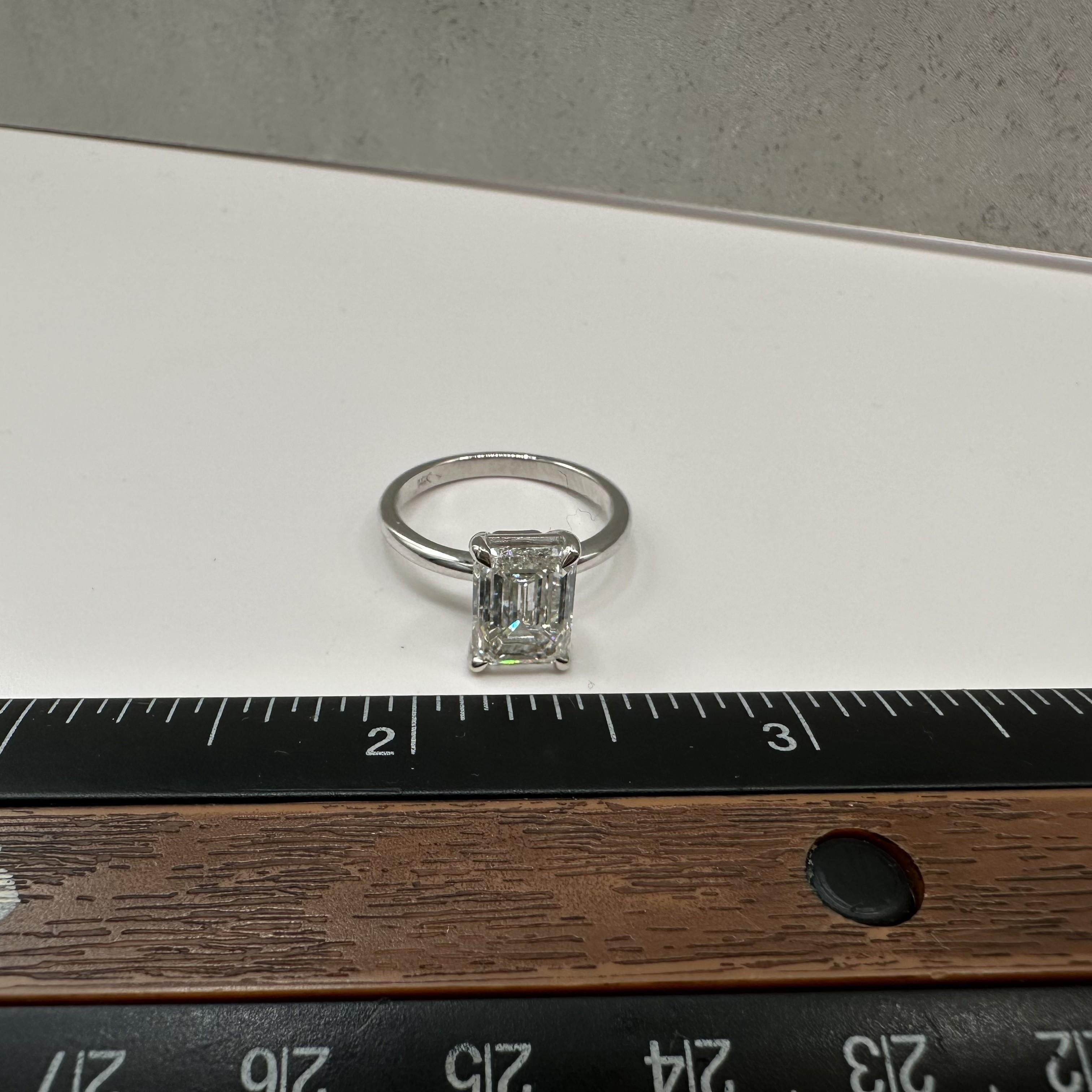 3.10ct Emerald Cut Lab Diamond Ring IGI F VVS2 14K White Gold