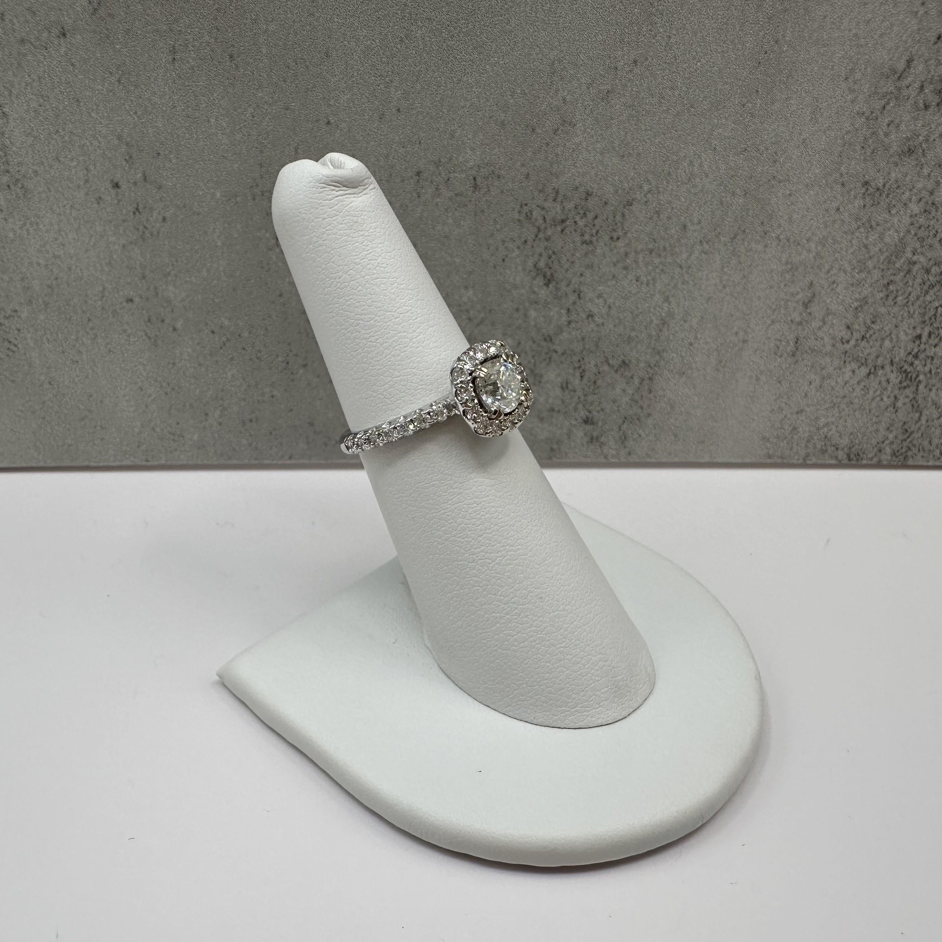 1.33ctw Natural Diamond Engagement Ring 14K White Gold Size 5.75