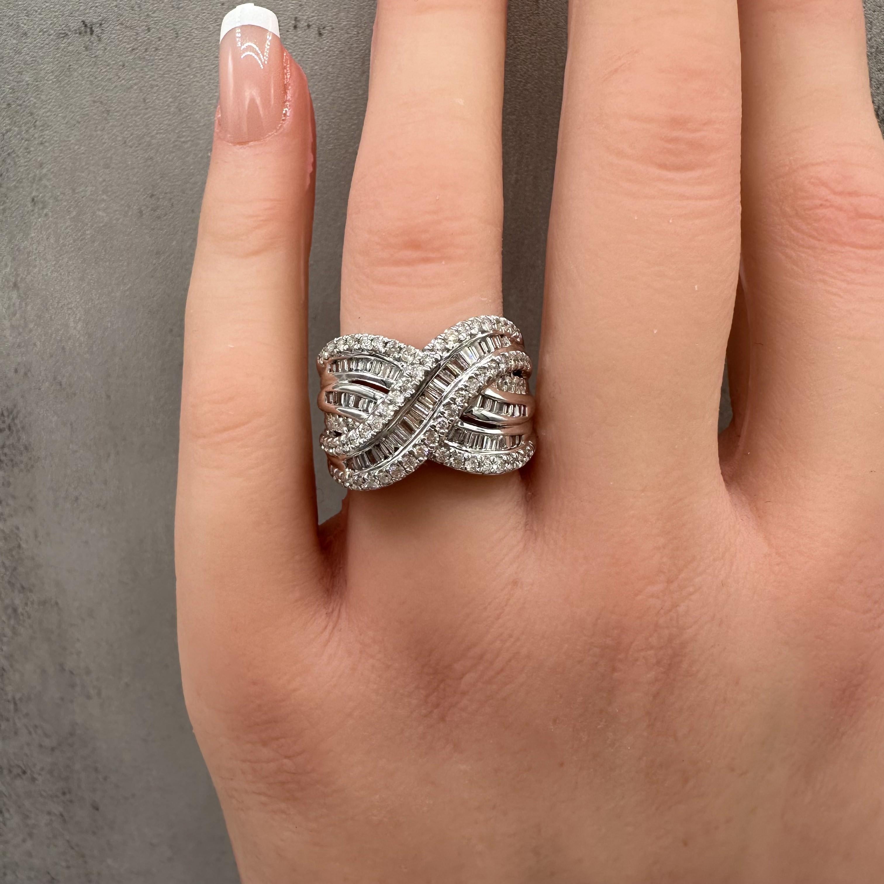 1ctw Natural Diamond Crossover Ring 10K White Gold Size 7.25