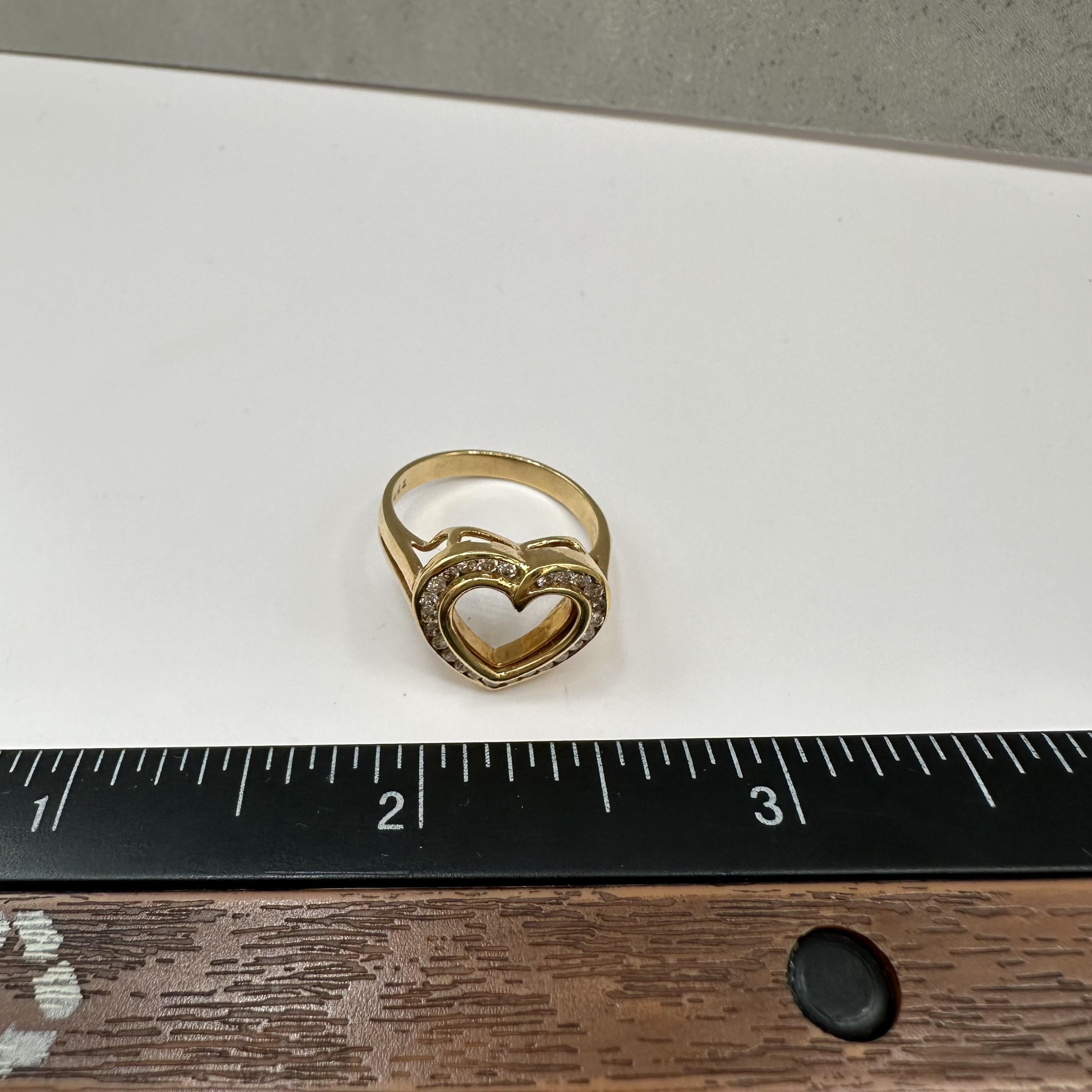 Estate Diamond Heart Ring 18K Yellow Gold Size 6.5 0.15ctw