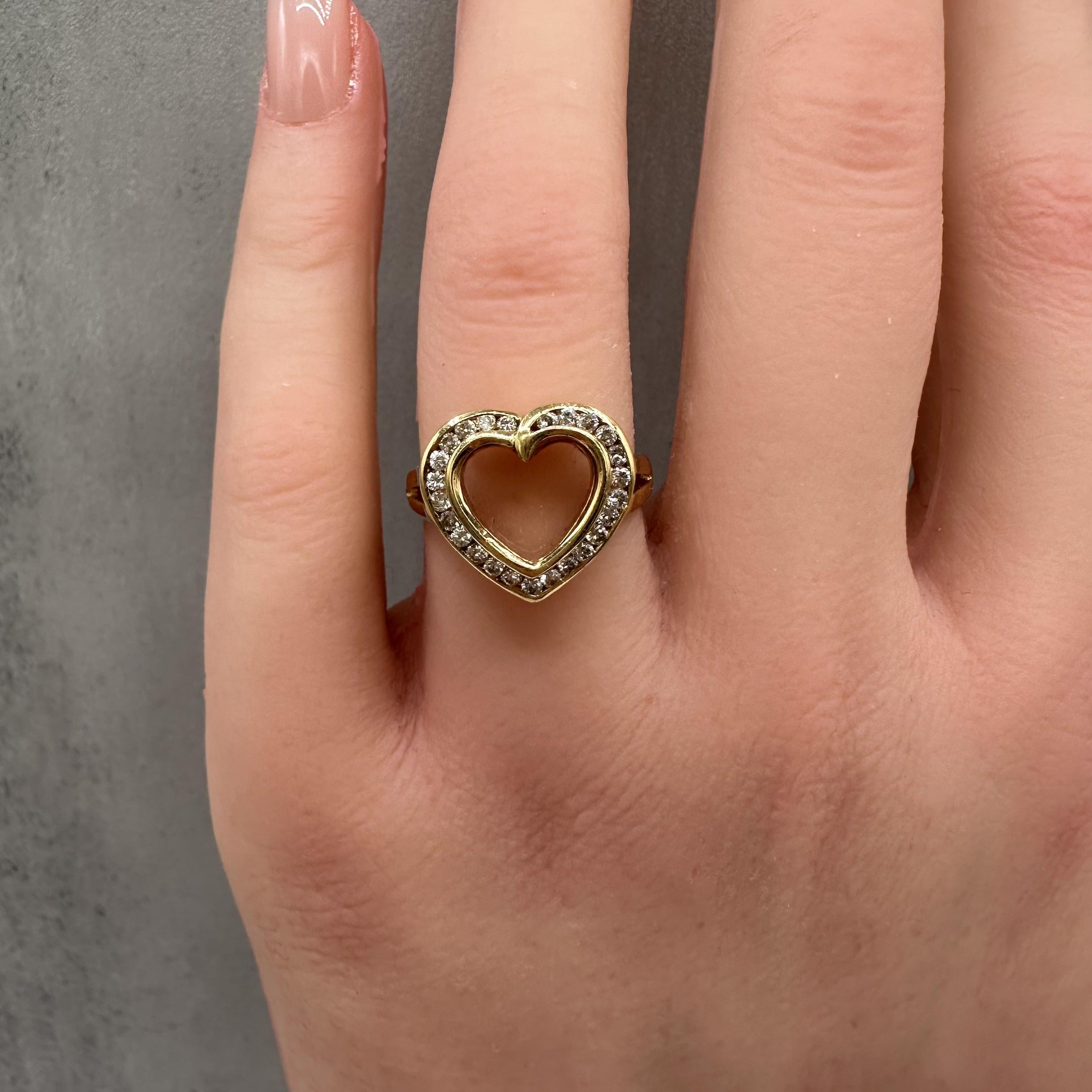 Estate Diamond Heart Ring 18K Yellow Gold Size 6.5 0.15ctw