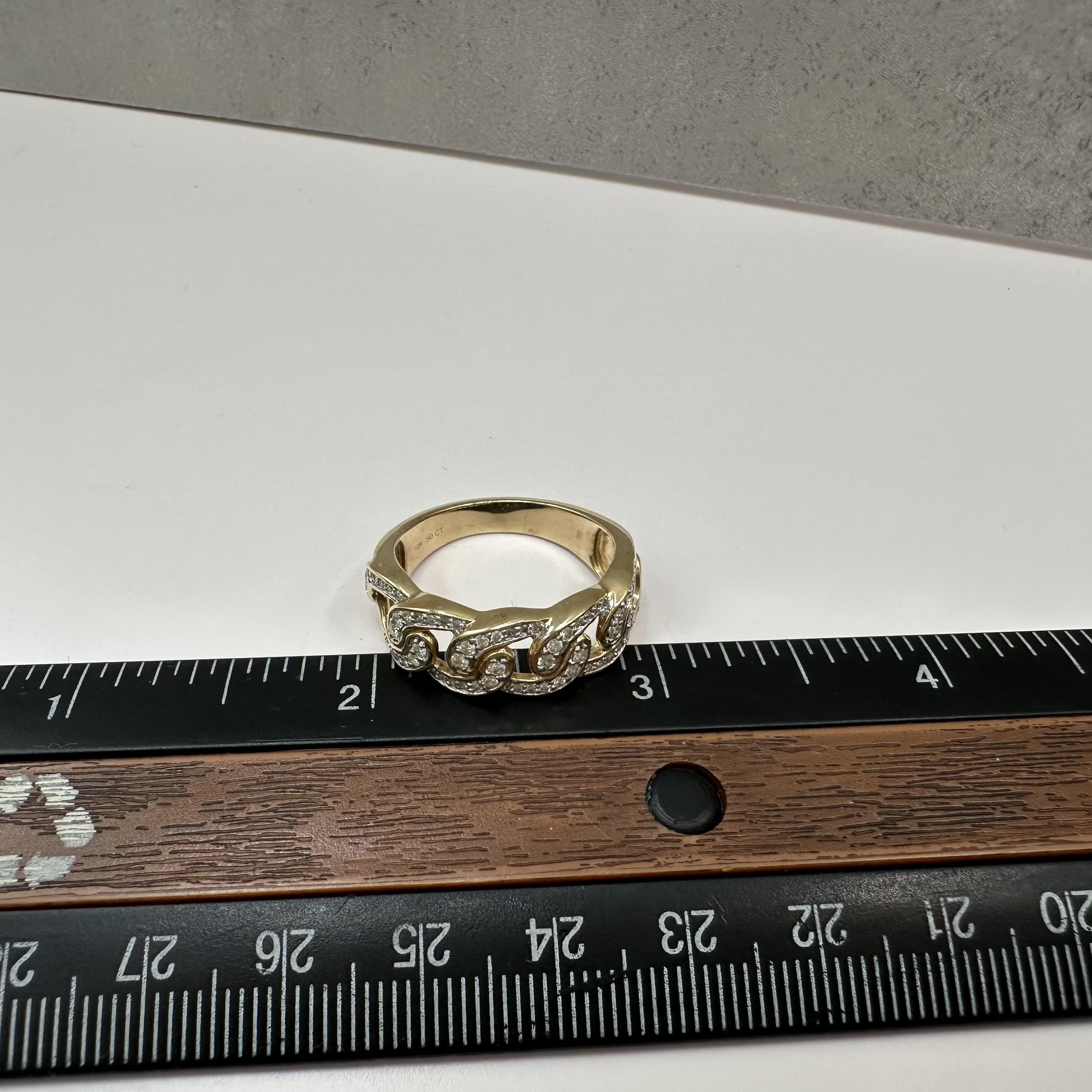 0.50ct Natural Diamond Cuban Ring 10K Yellow Gold Size 10