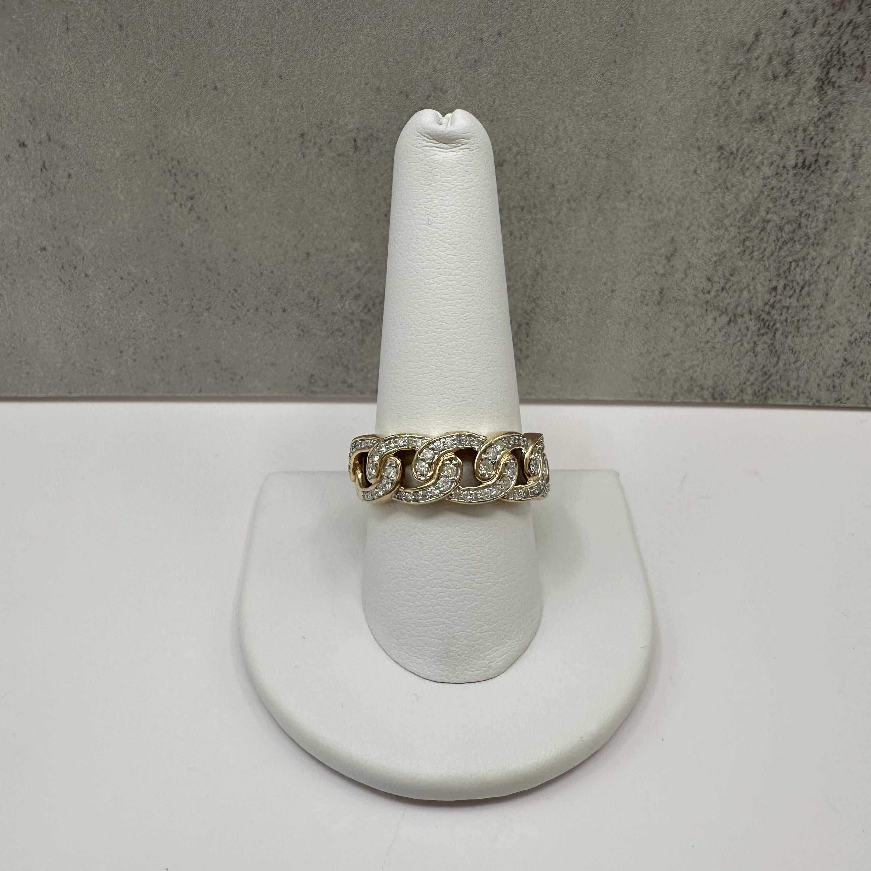 0.50ct Natural Diamond Cuban Ring 10K Yellow Gold Size 10