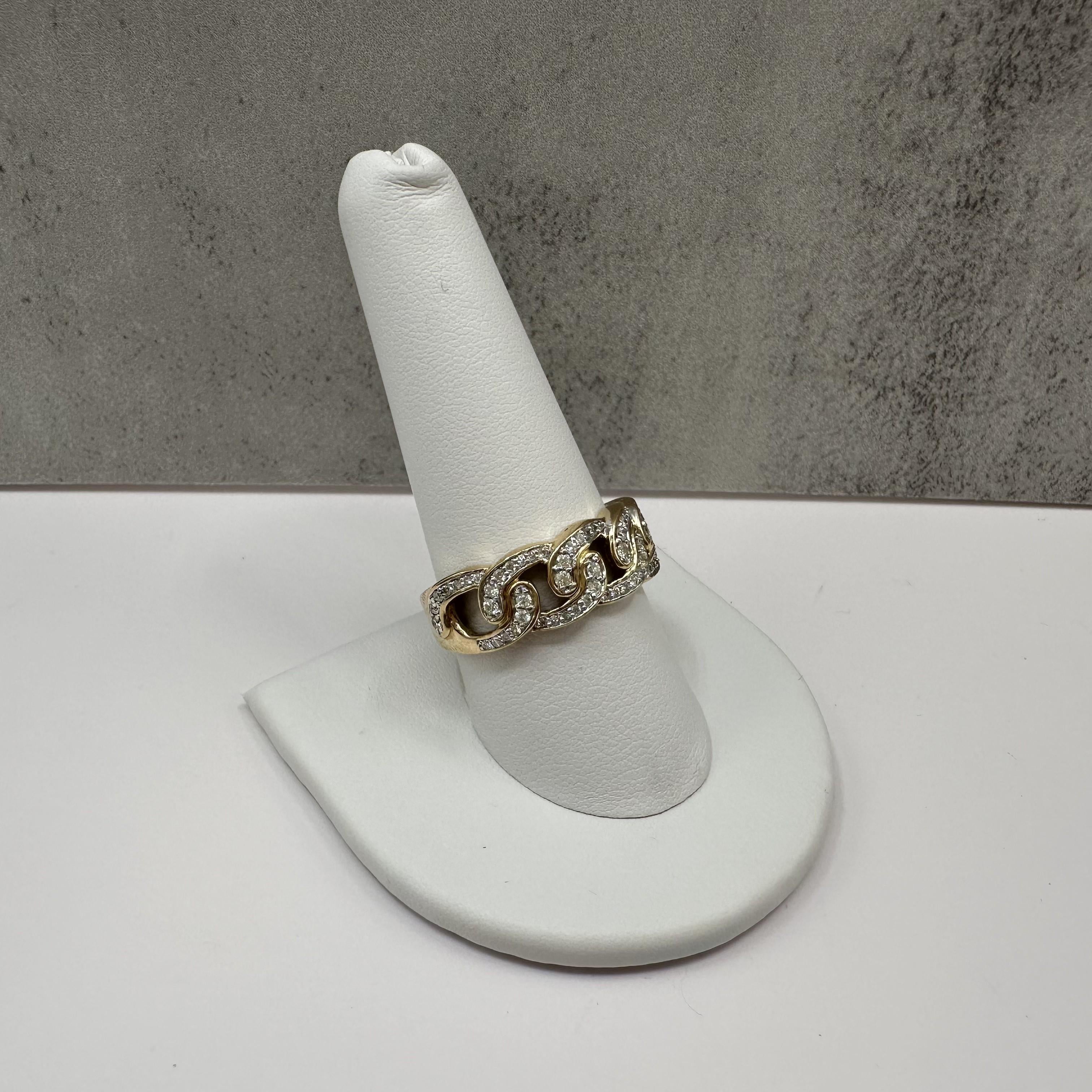 0.50ct Natural Diamond Cuban Ring 10K Yellow Gold Size 10